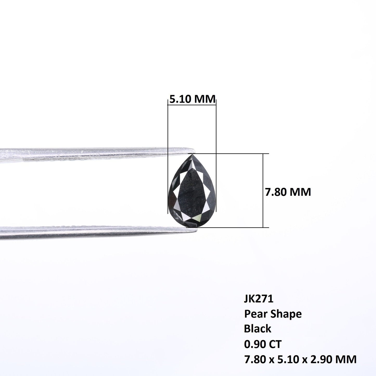 0.90 CT Treated Black Pear Diamond for Engagement Ring | Customizable Jewelry | Elegant Black Diamond Ring