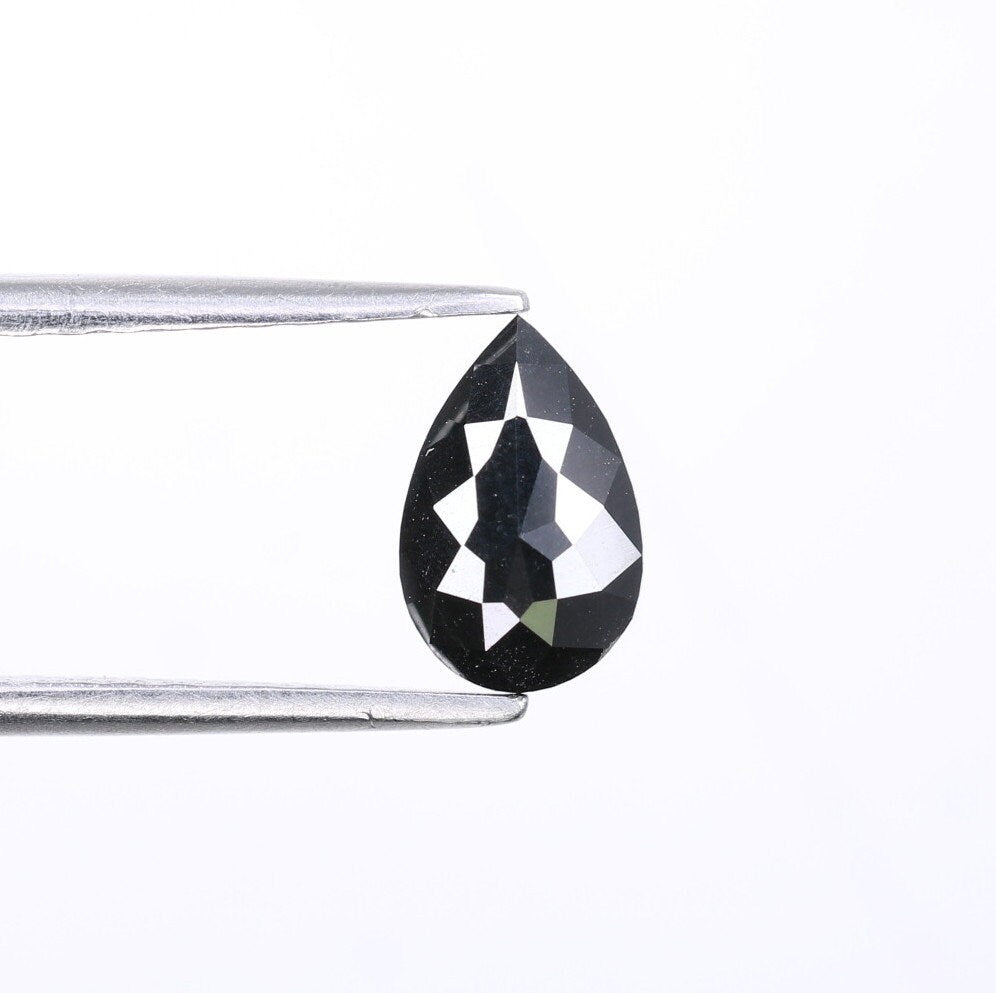 0.90 CT Treated Black Pear Diamond for Engagement Ring | Customizable Jewelry | Elegant Black Diamond Ring