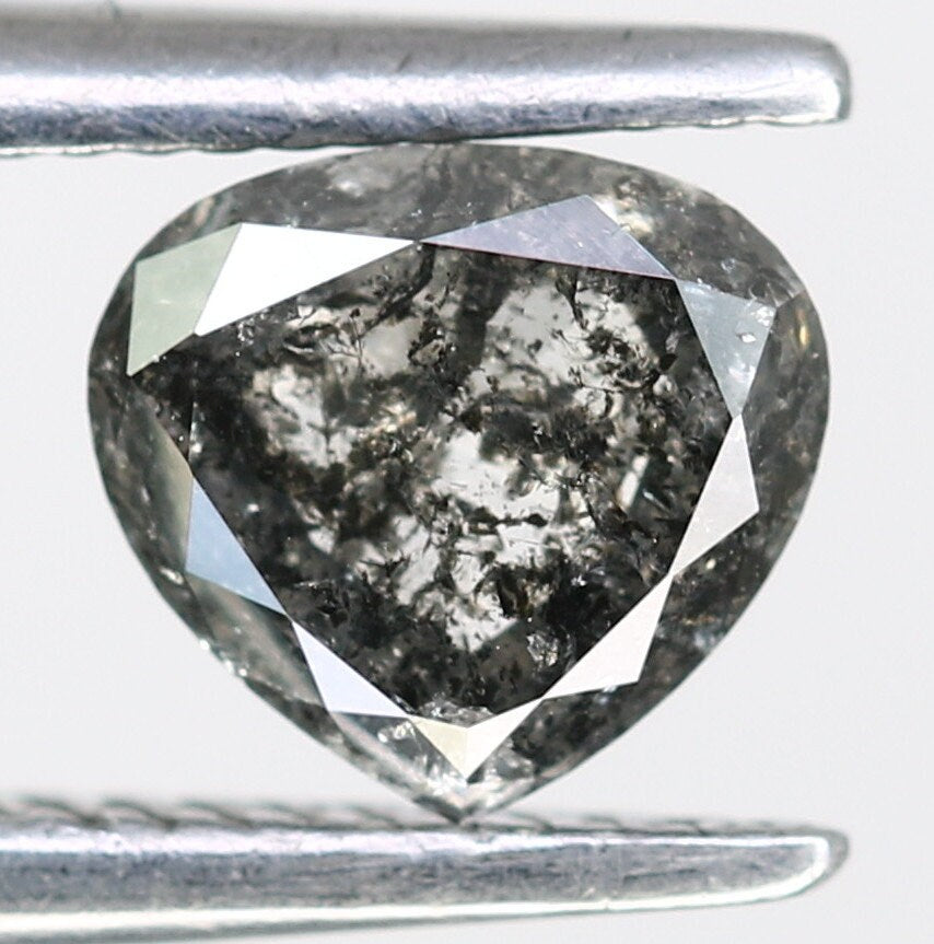 0.50 CT Heart Shaped Salt And Pepper Diamond For Anniversary GiftFor Gold Ring Diamonds