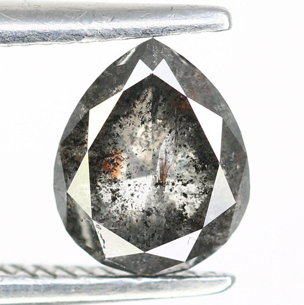 Pear Salt And Pepper Diamond For Engagement Ring 0.90 CT 6.3 x 5.2 mmFor Gold Ring Diamonds