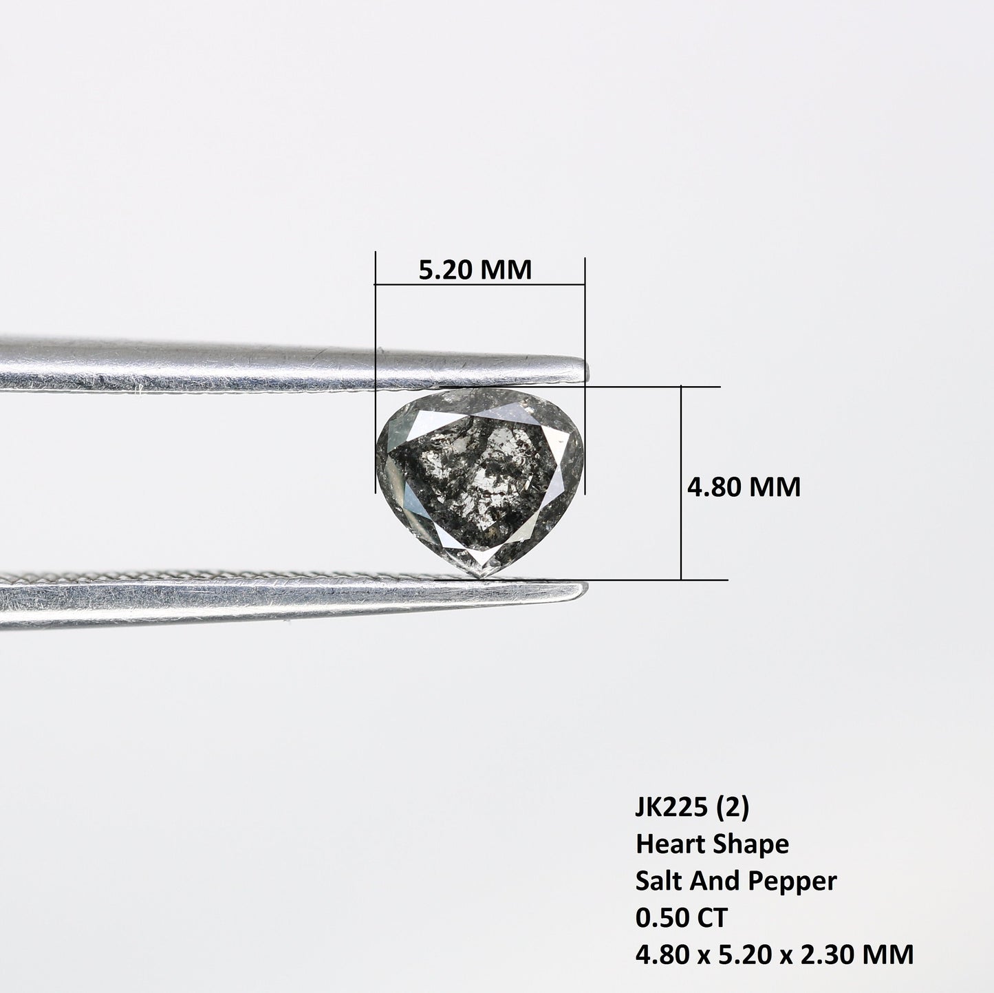 0.50 CT Heart Shaped Salt And Pepper Diamond For Anniversary GiftFor Gold Ring Diamonds