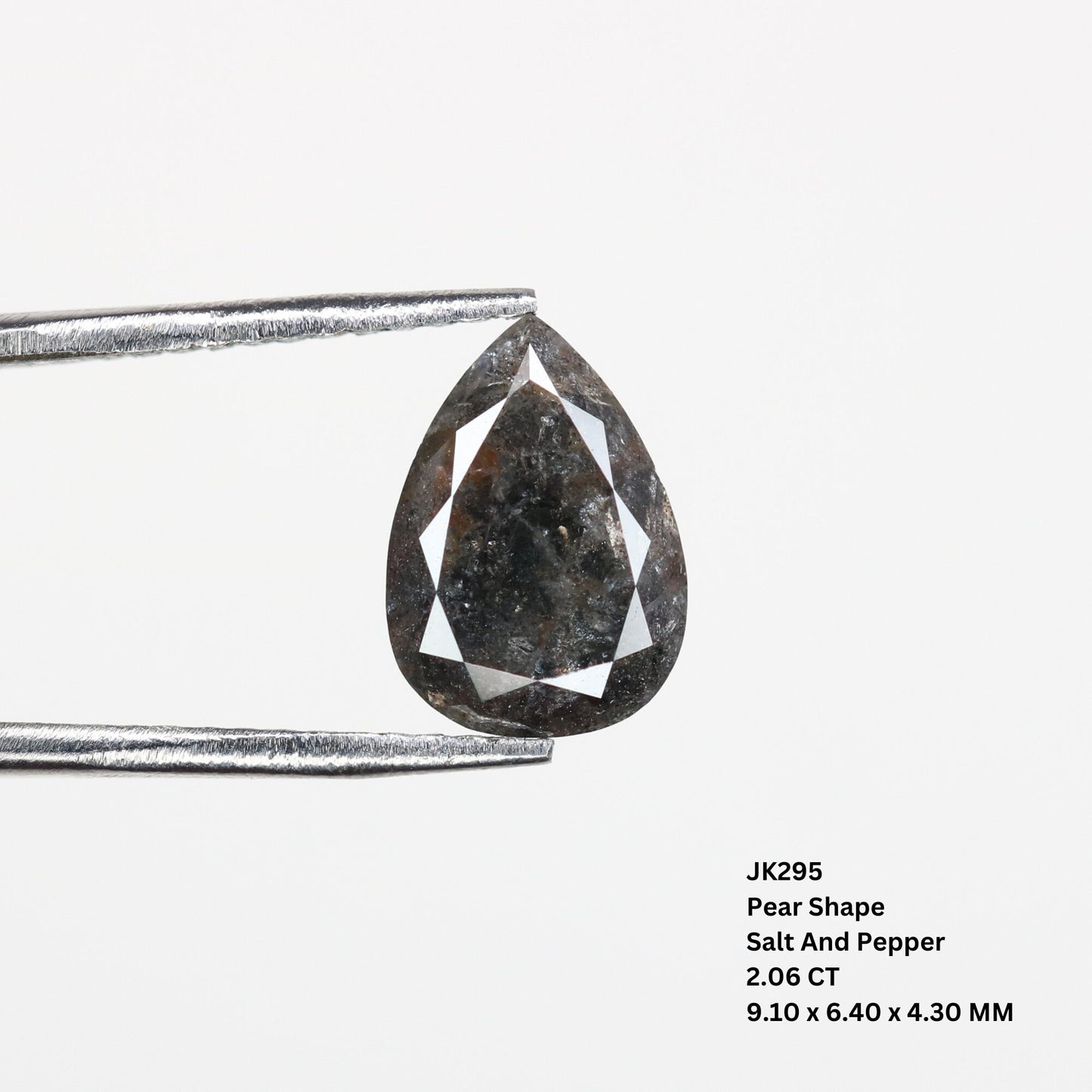2.06 CT Pear Shaped Salt And Pepper Natural Diamond For Engagement Ring, Wedding RingFor Gold Ring Diamonds