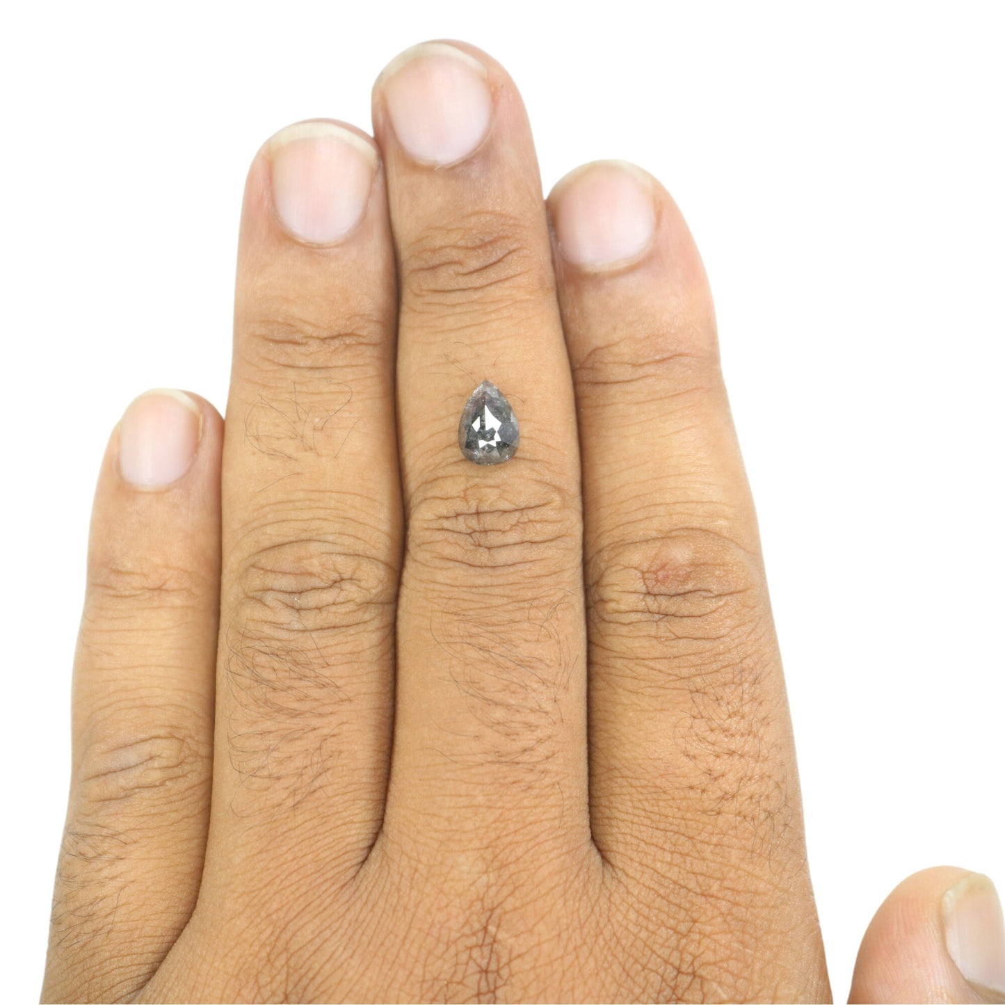 2.06 CT Pear Shaped Salt And Pepper Natural Diamond For Engagement Ring, Wedding RingFor Gold Ring Diamonds