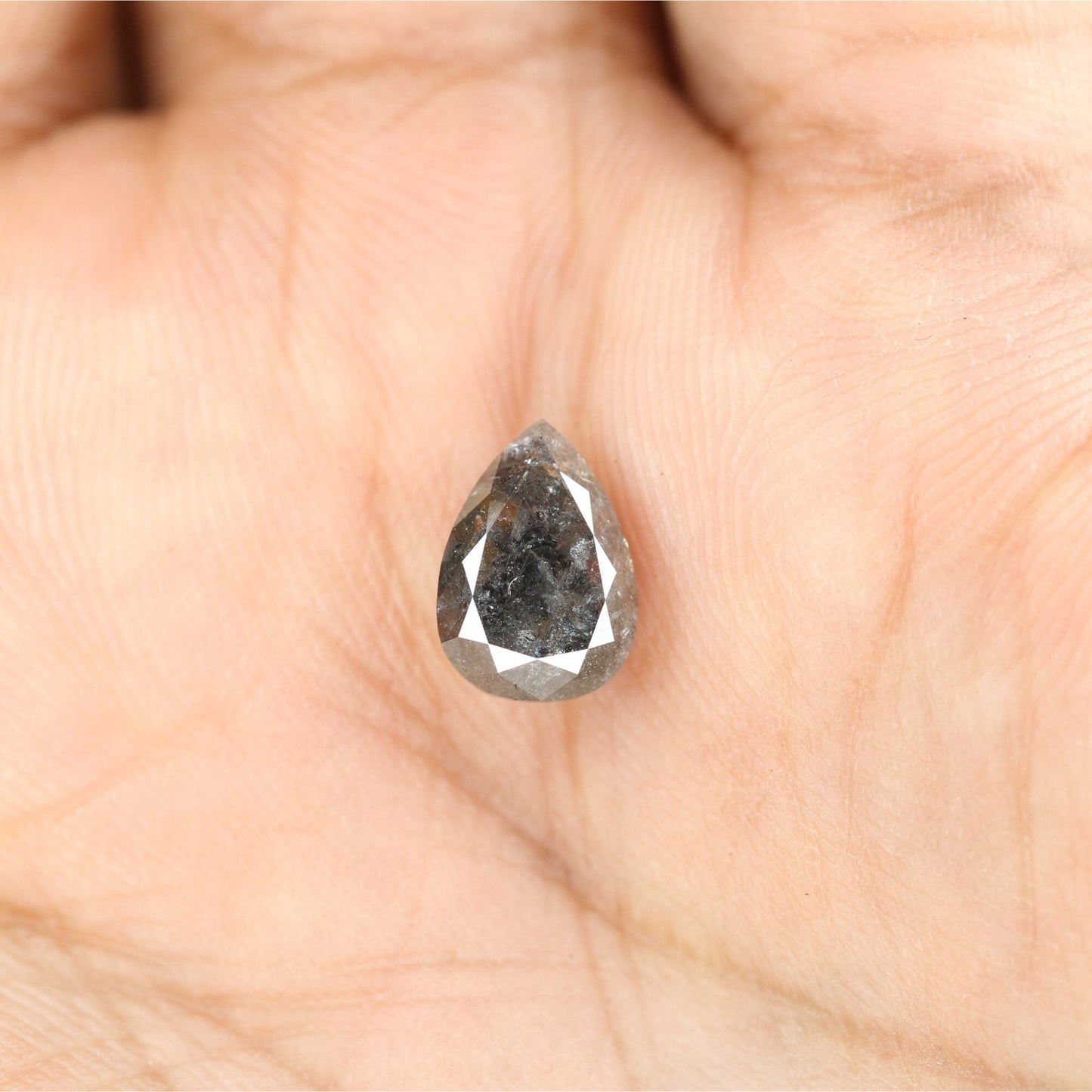 2.06 CT Pear Shaped Salt And Pepper Natural Diamond For Engagement Ring, Wedding RingFor Gold Ring Diamonds