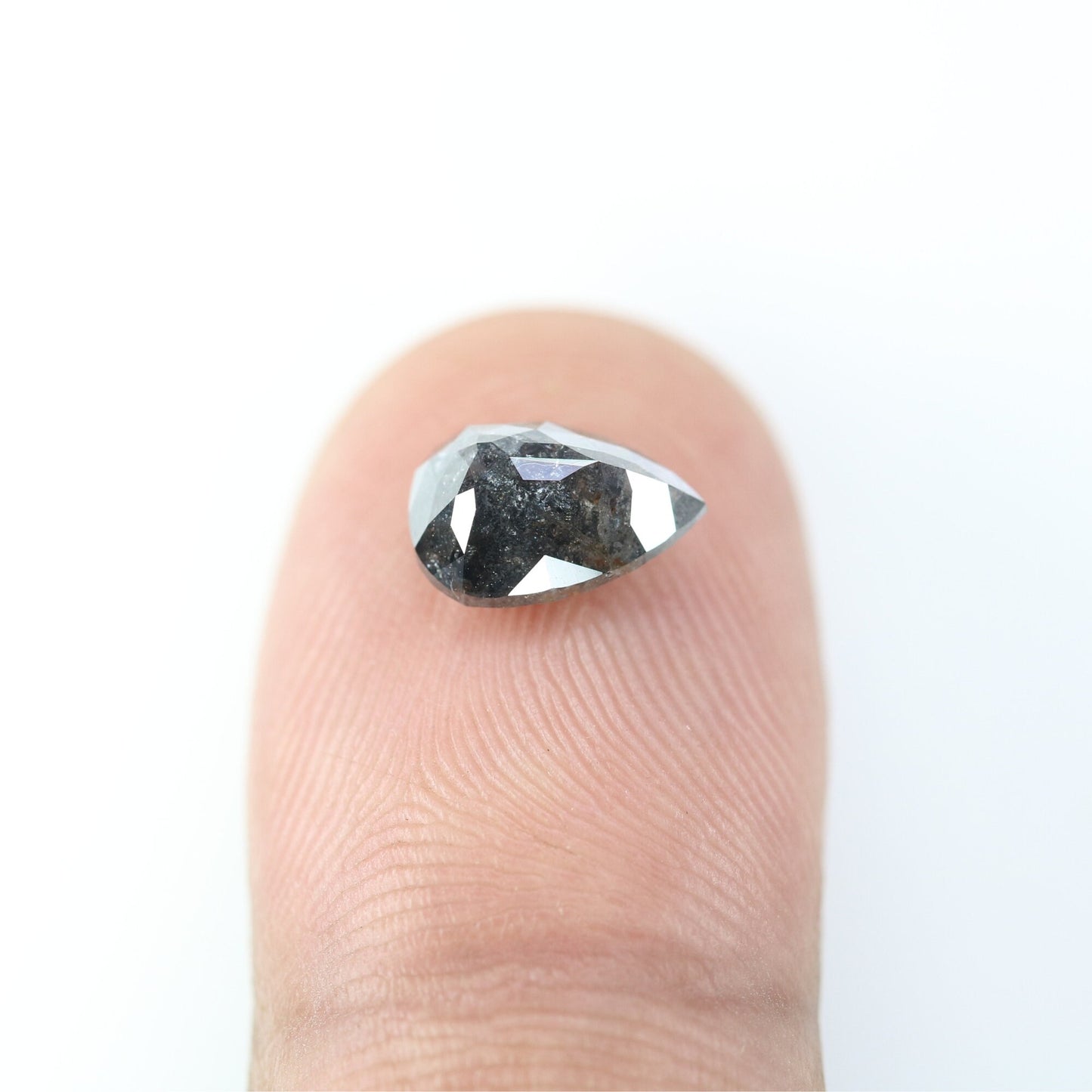 2.06 CT Pear Shaped Salt And Pepper Natural Diamond For Engagement Ring, Wedding RingFor Gold Ring Diamonds