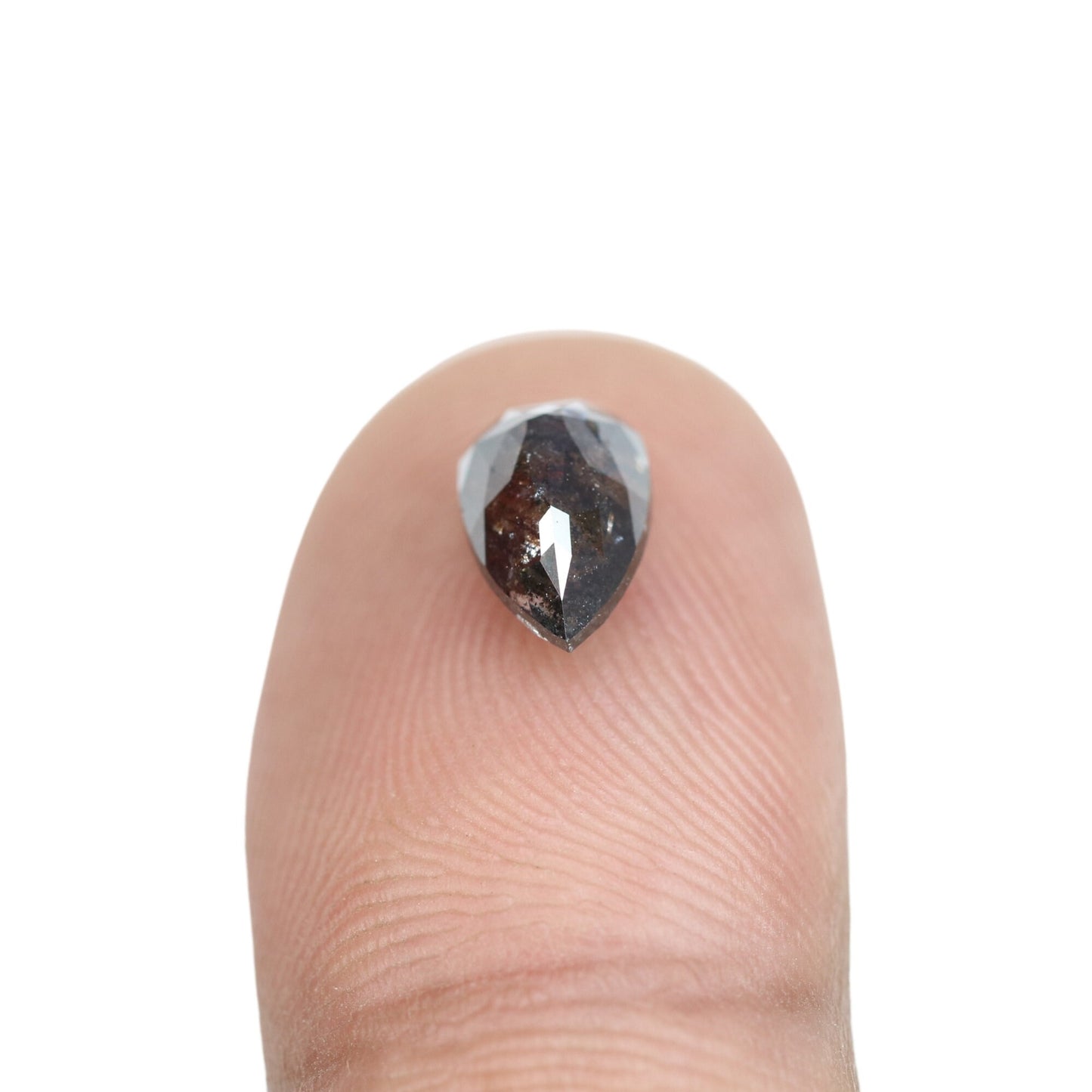 1.69 CT Salt and Pepper Pear Shaped Natural Rustic Diamond for Wedding Ring | Unique Gift for Her | Elegant Gold Ring Accent