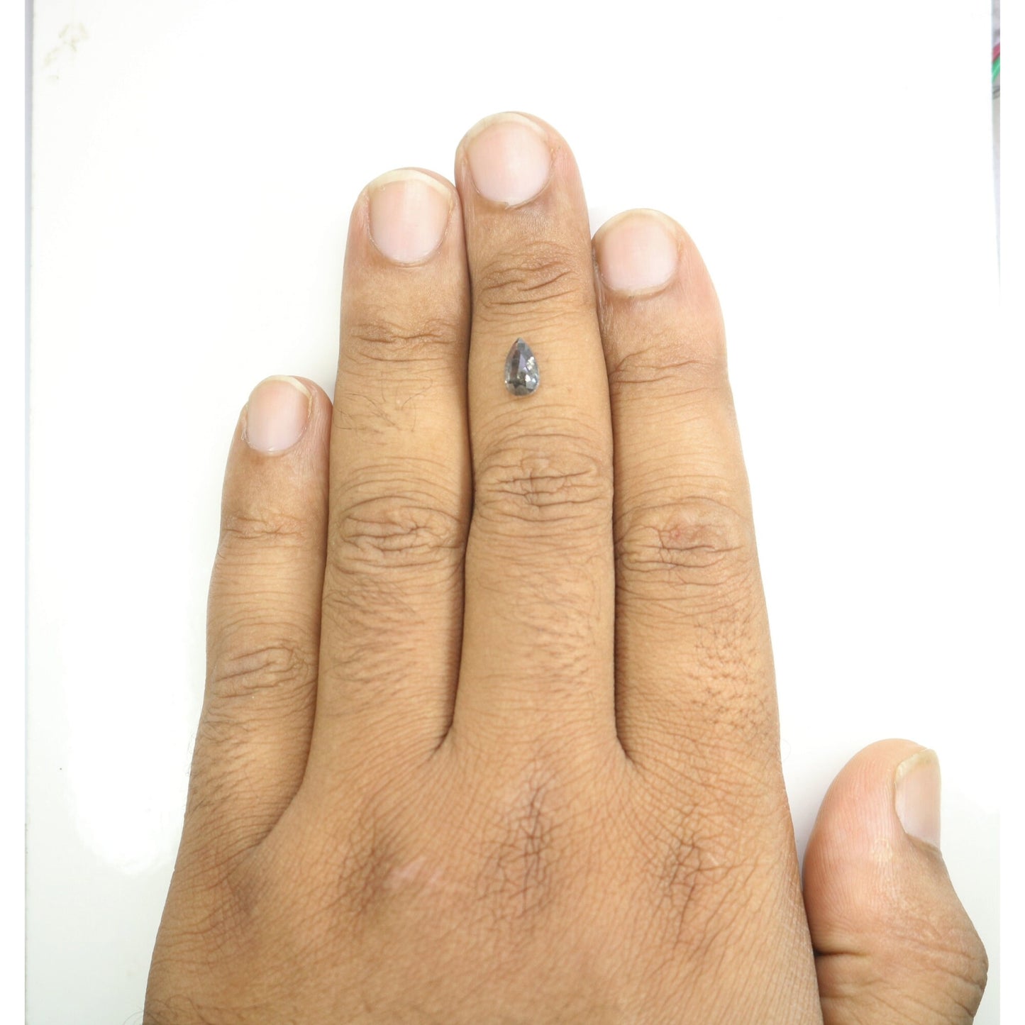 1.05 CT Natural Pear Shaped Salt and Pepper Diamond | Unique Engagement Ring Gem | Rustic Wedding Jewelry