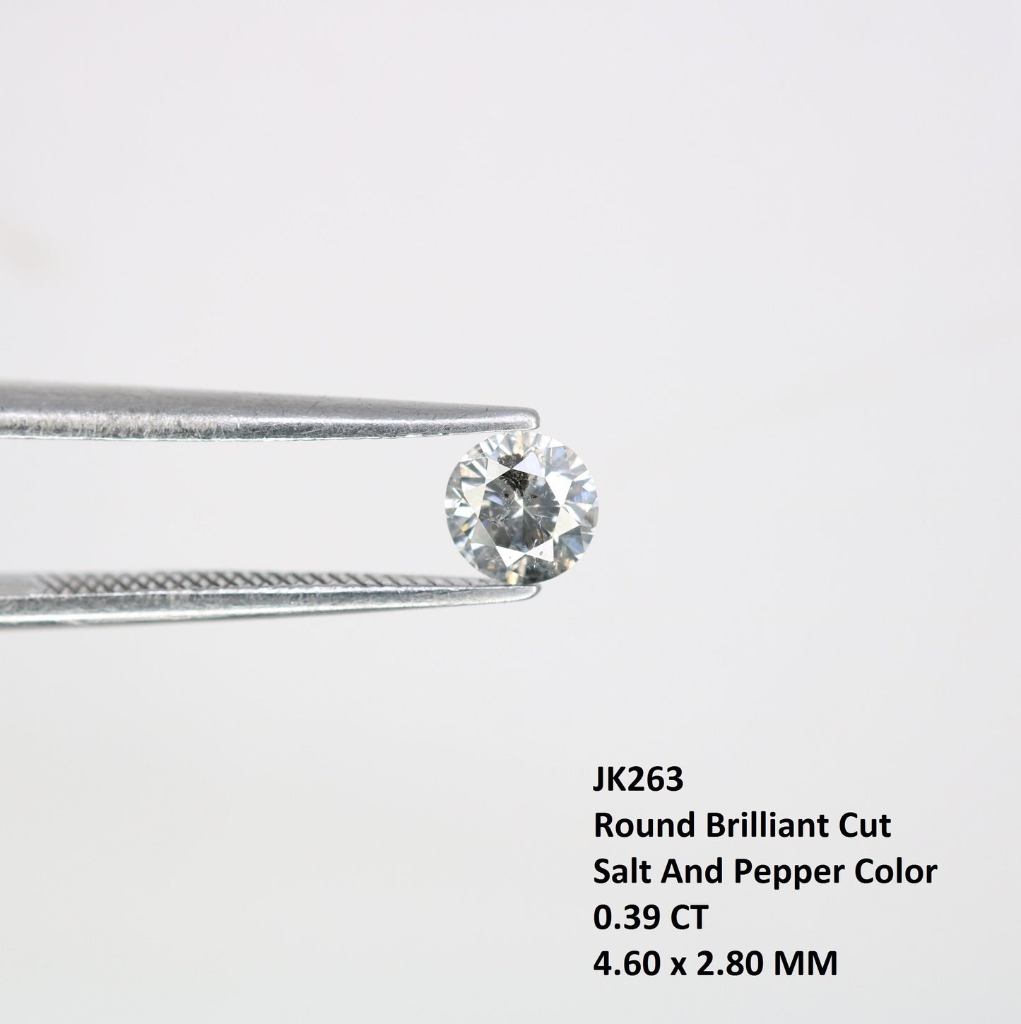 0.39 CT Loose Round Salt and Pepper Diamond | Ideal for Custom Gold Rings and Engagement Jewelry