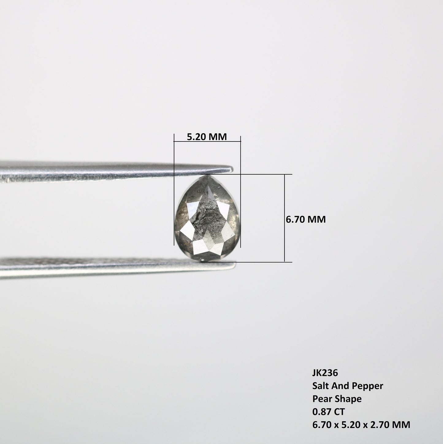 0.87ct Loose Pear Salt and Pepper DiamondFor Gold Ring Diamonds