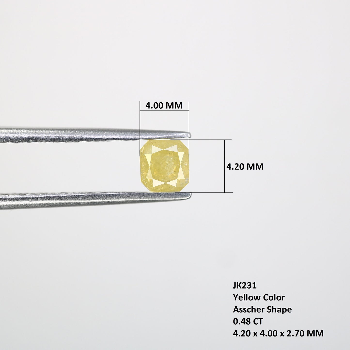 0.48 CT Emerald Cut Salt and Pepper Loose Diamond - Perfect for Wedding Ring - Emerald Cut Diamond for Custom Jewelry