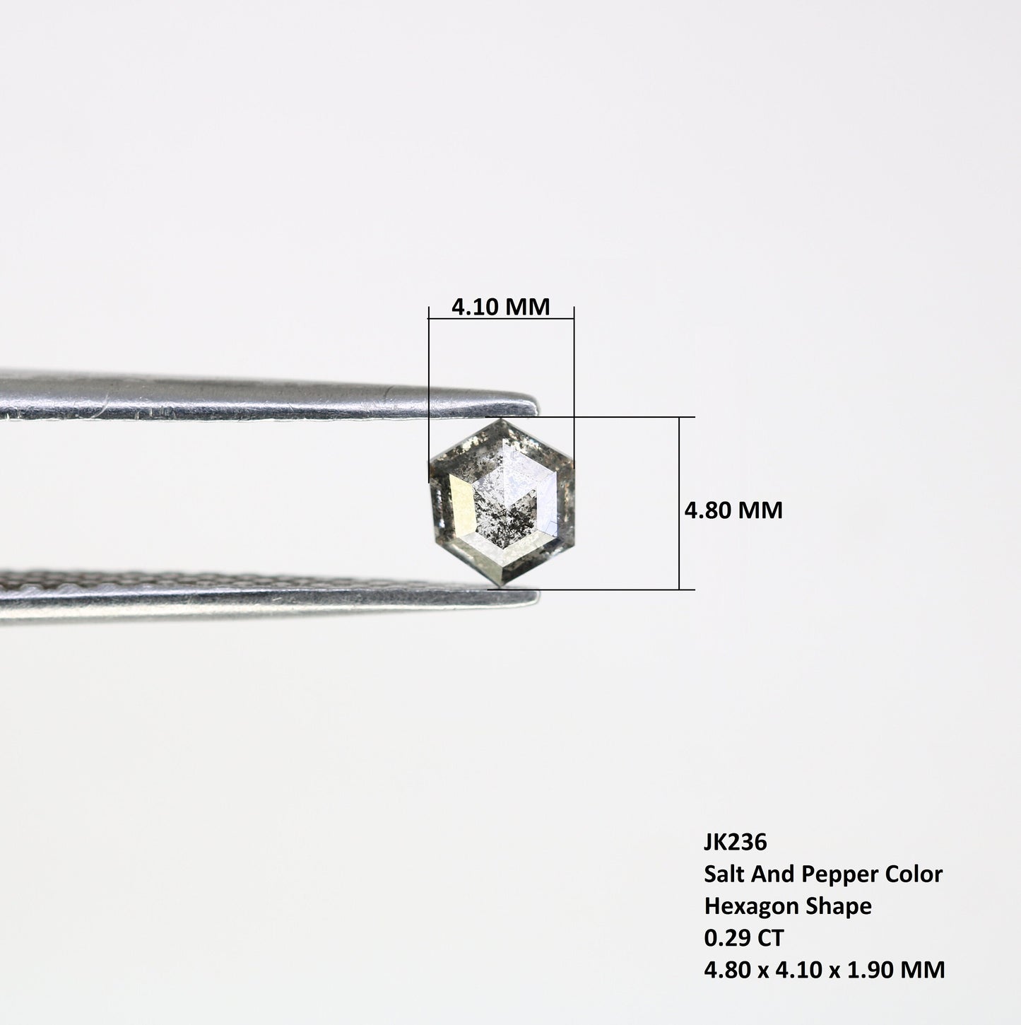 0.29 CT Salt and Pepper Hexagon Cut - Natural Loose Hexagon Shape -Unique Diamond for Ring - Special Gift for Her - Wholesaler of Diamond