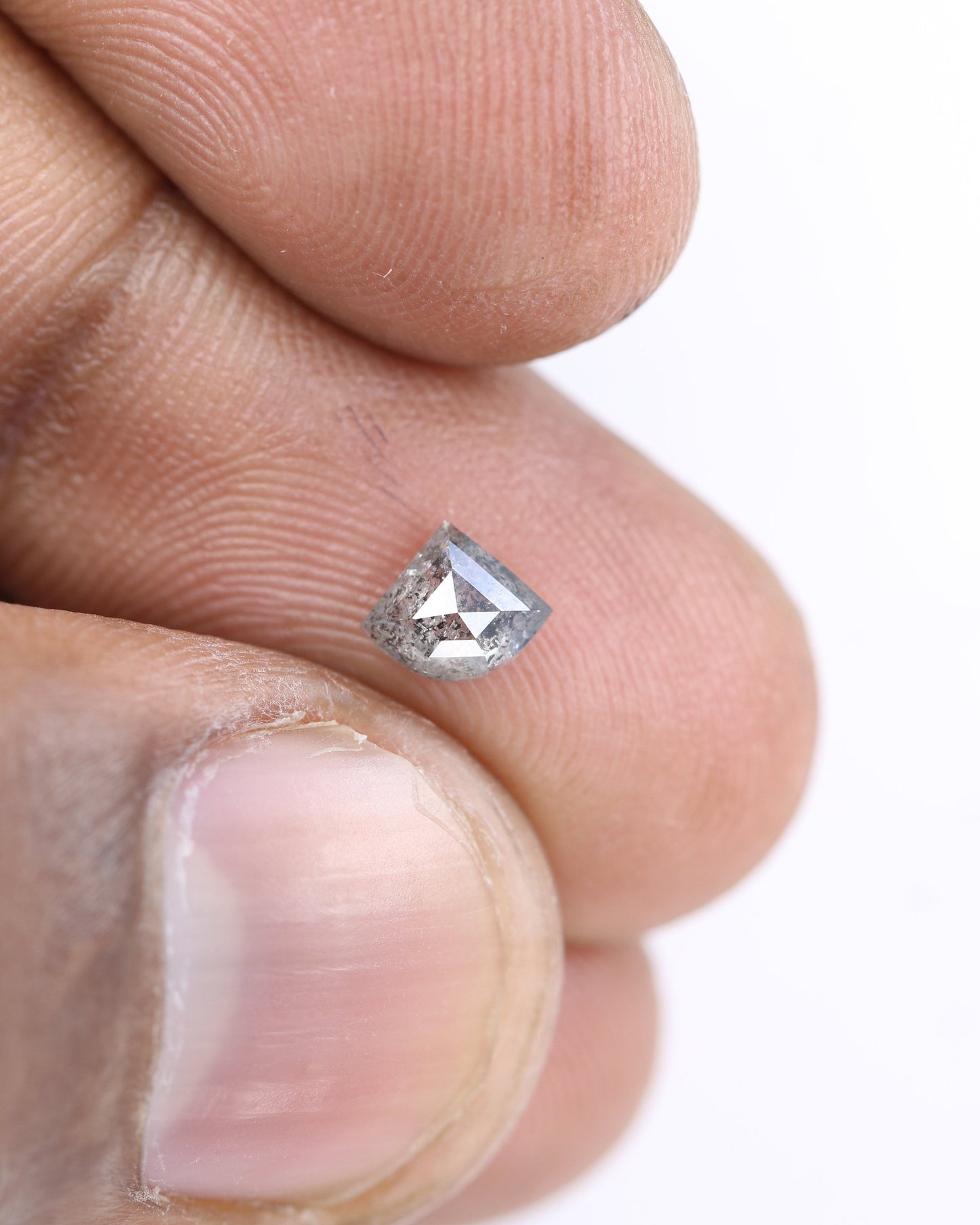 0.57 CT Salt and Pepper Natural Loose Diamond, Shield Cut For handmade necklace pendant, Fancy Diamond for Engagement Ring Anniversary