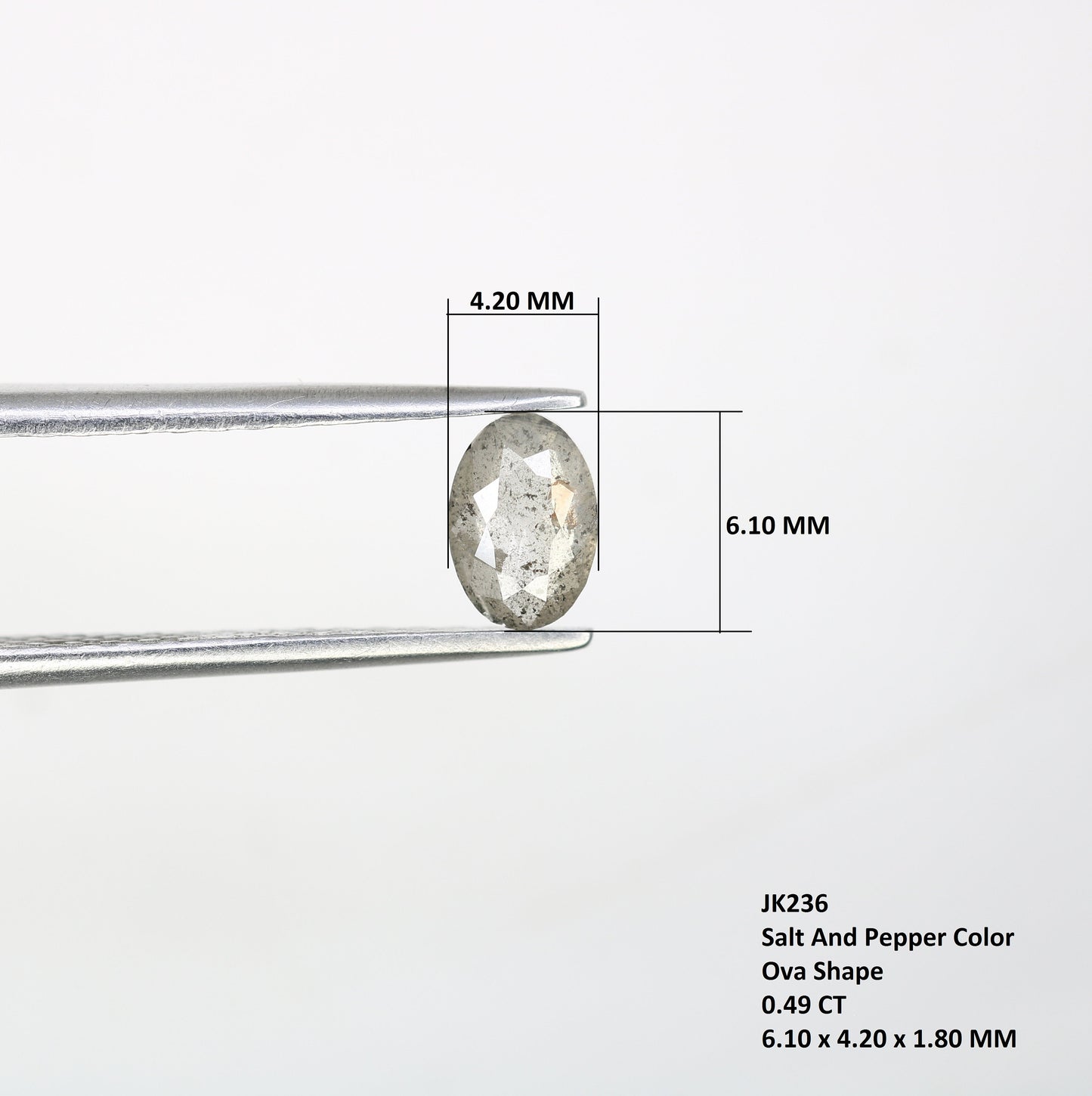 Salt and Pepper Oval Shape Diamond for Ring - Unique Gemstone for Custom Gold Rings & One-of-a-Kind Jewelry Creations