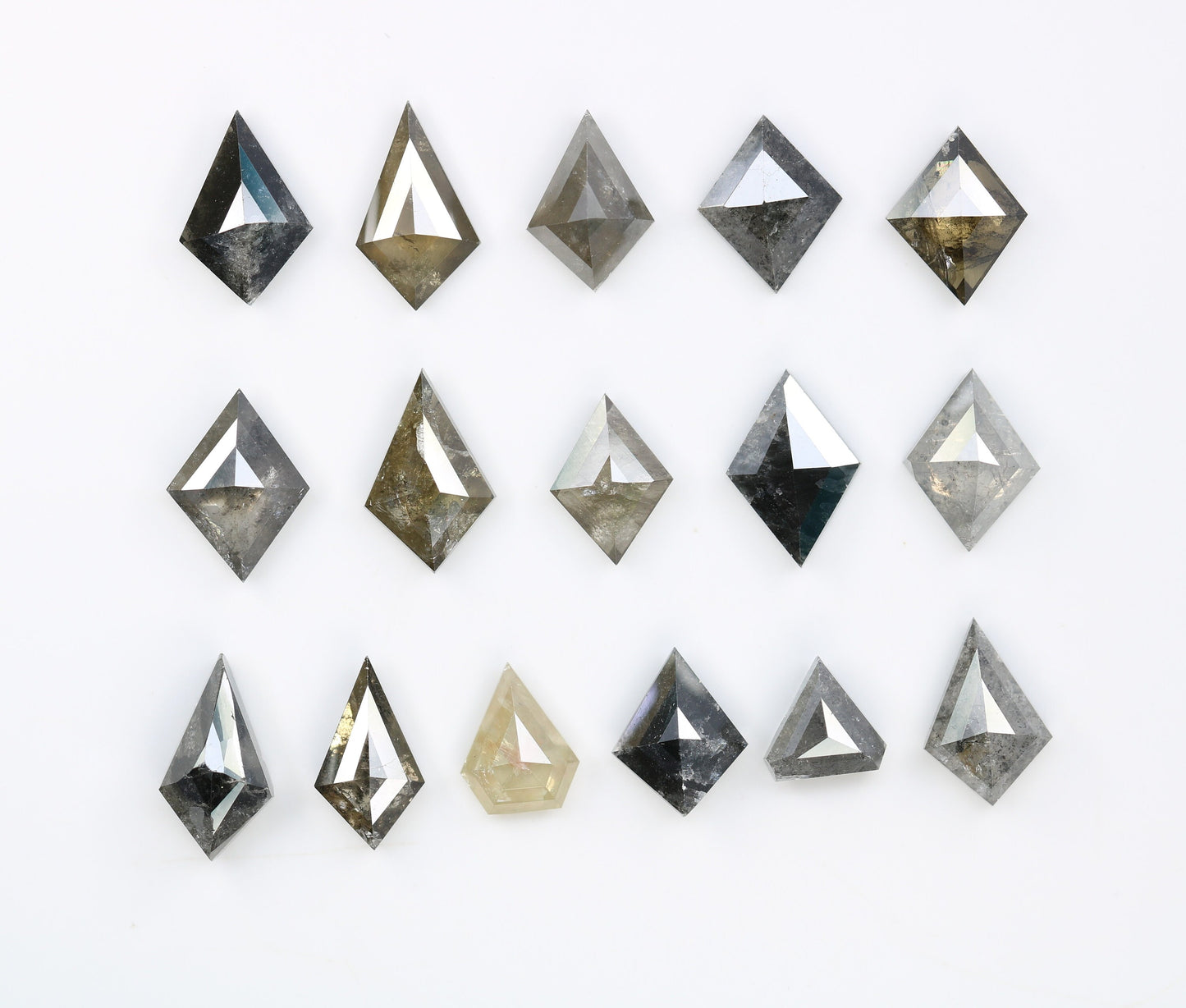 Salt and Pepper Kite Shape Diamonds | Mixed Shape Loose Black and Grey Diamonds | Unique Gemstones for Jewelry and Gifts