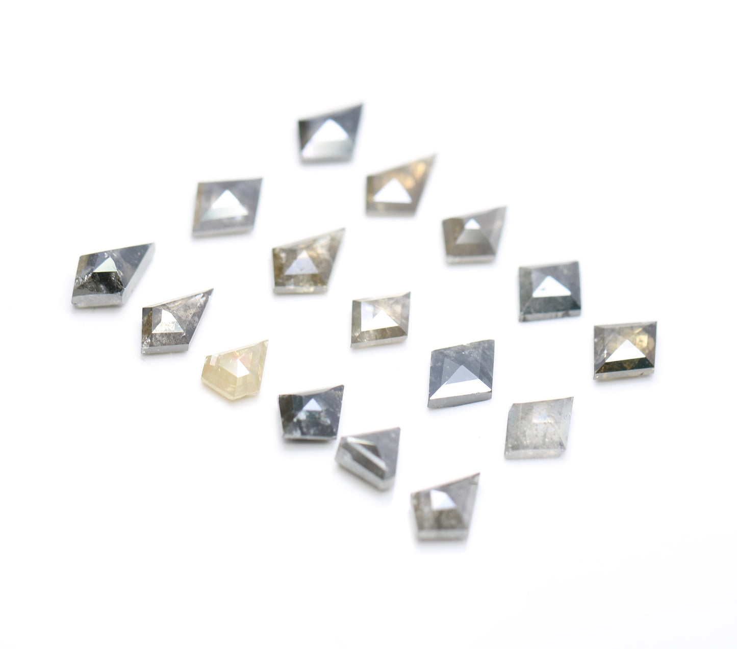 Salt and Pepper Kite Shape Diamonds | Mixed Shape Loose Black and Grey Diamonds | Unique Gemstones for Jewelry and Gifts