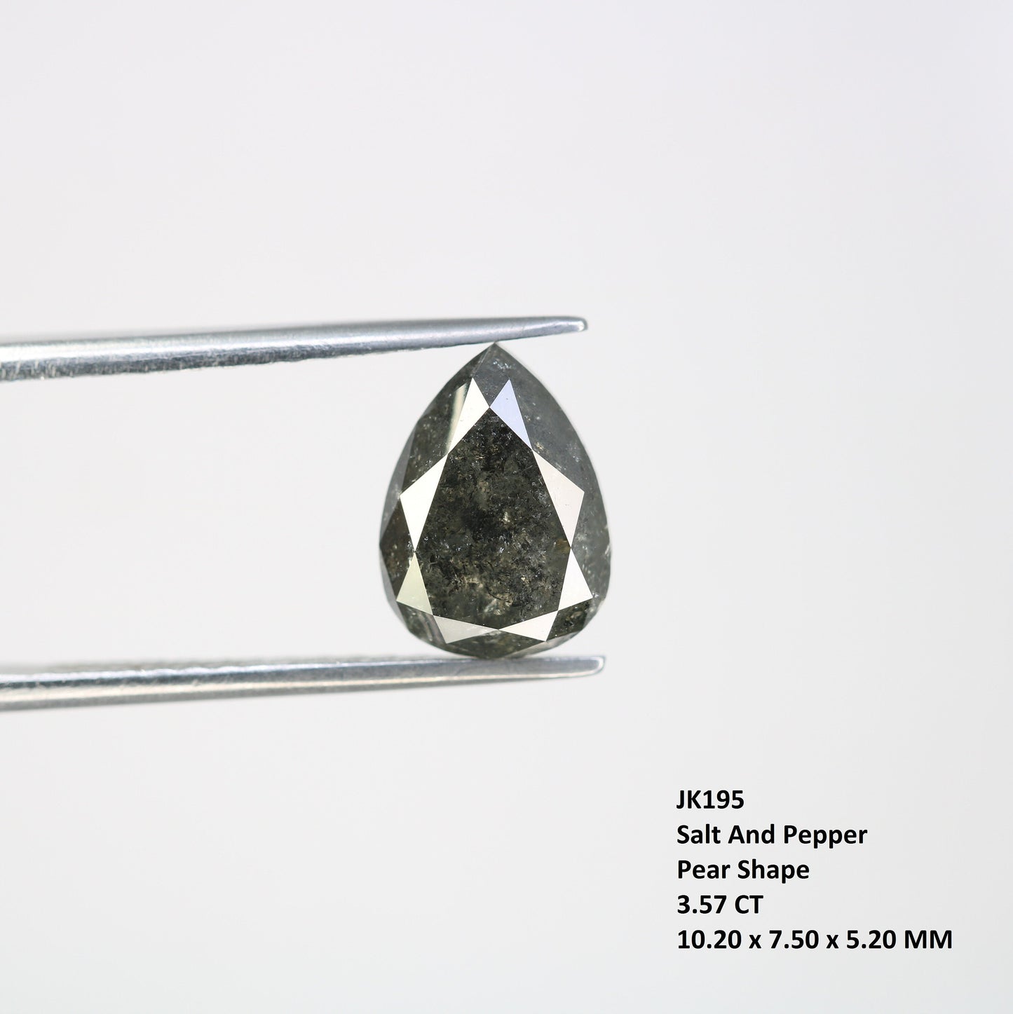 3.57 CT Salt and Pepper Pear Cut Natural Diamond | 10.2 x 7.5 mm | Engagement Ring Gem | Wedding Jewelry | Perfect Christmas Gift
