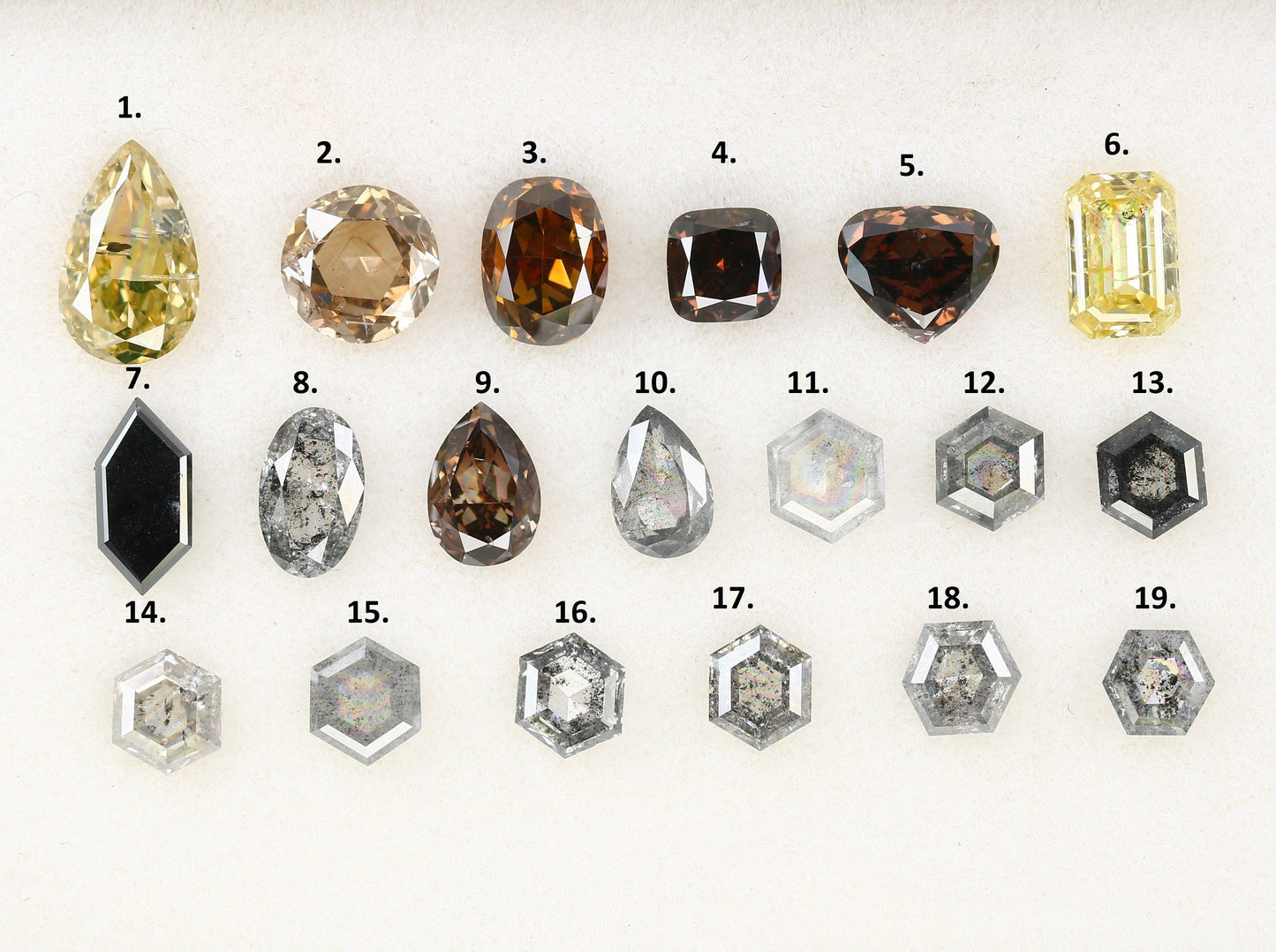 Salt and Pepper Mixed Shape Diamonds | Fancy Color Loose Diamonds for Sale | Unique Gemstones for Jewelry and Gifts