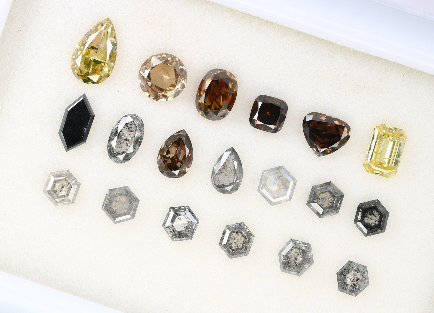 Salt and Pepper Mixed Shape Diamonds | Fancy Color Loose Diamonds for Sale | Unique Gemstones for Jewelry and Gifts
