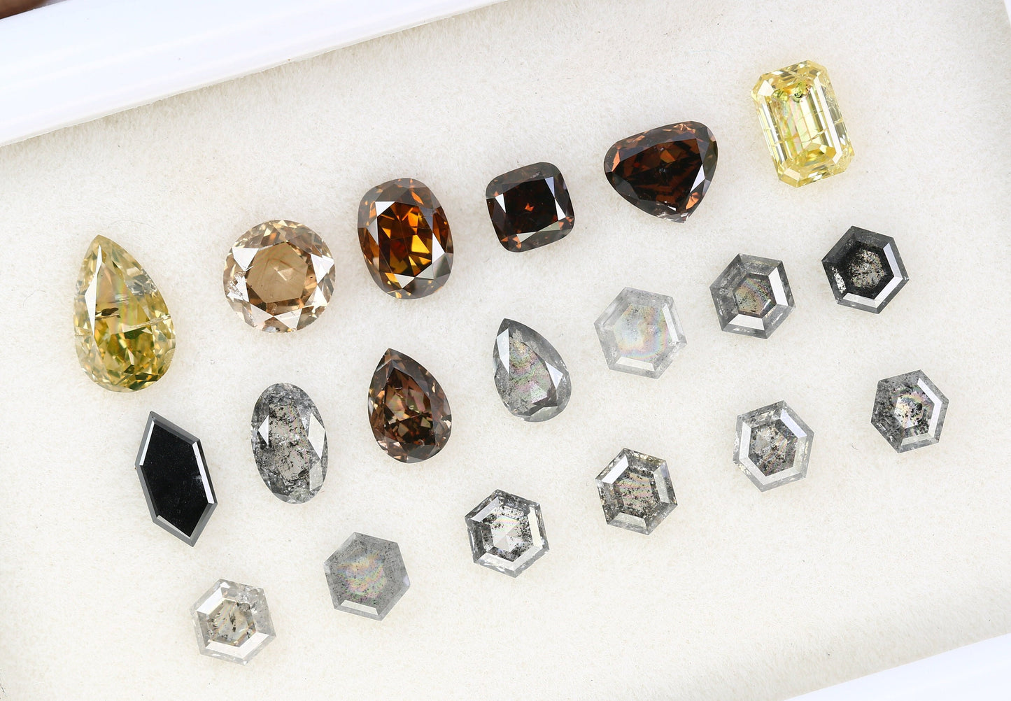 Salt and Pepper Mixed Shape Diamonds | Fancy Color Loose Diamonds for Sale | Unique Gemstones for Jewelry and Gifts
