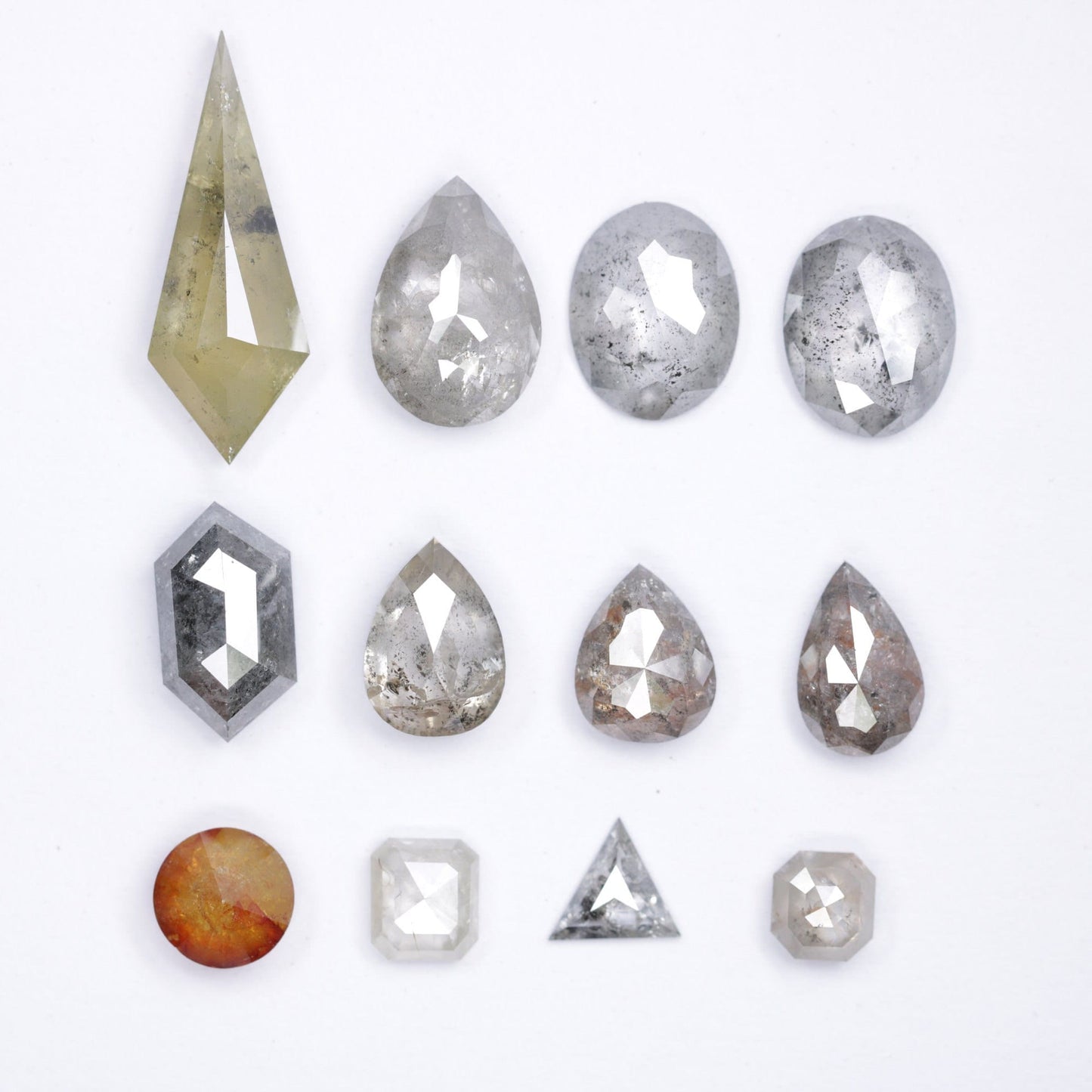 Elongated Kite Shape & Pear Diamond Ring | Oval Salt and Pepper Diamonds | Fancy Triangle Diamonds | Unique Designer Jewelry