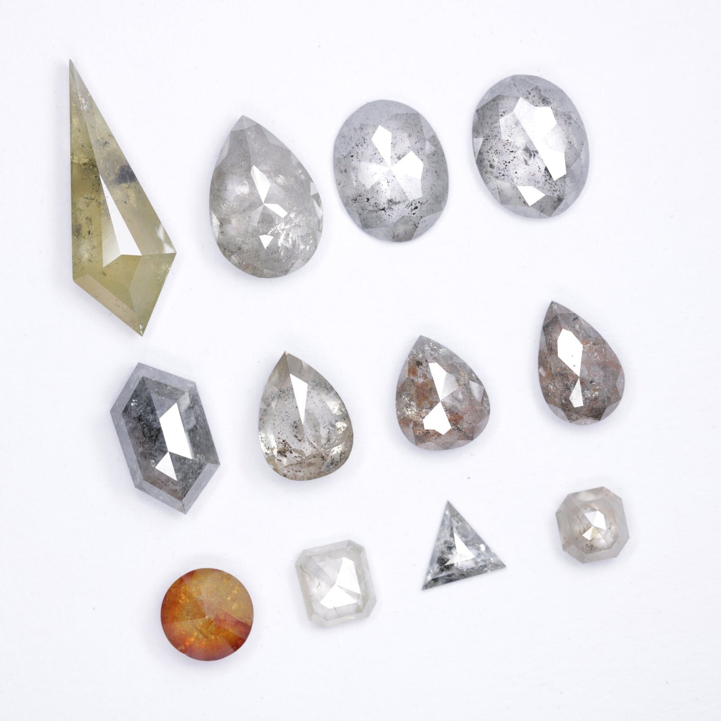 Elongated Kite Shape & Pear Diamond Ring | Oval Salt and Pepper Diamonds | Fancy Triangle Diamonds | Unique Designer Jewelry