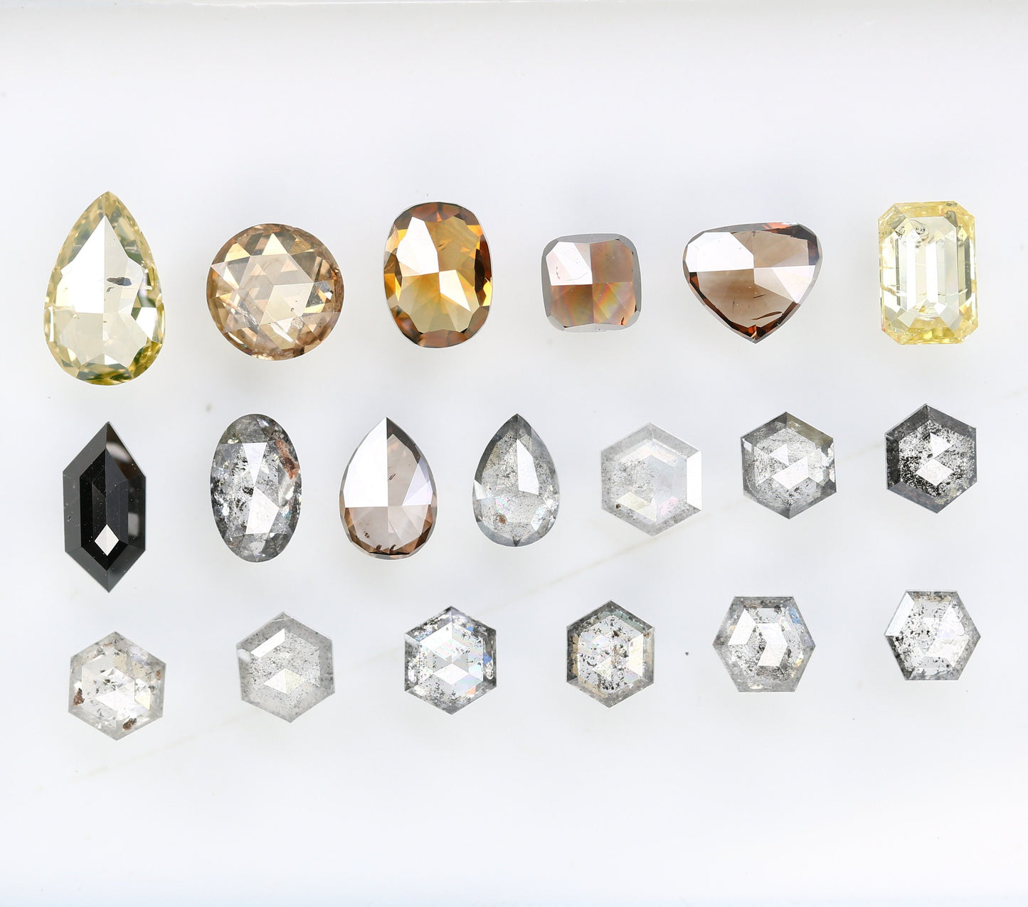 Salt and Pepper Mixed Shape Diamonds | Fancy Color Loose Diamonds for Sale | Unique Gemstones for Jewelry and Gifts