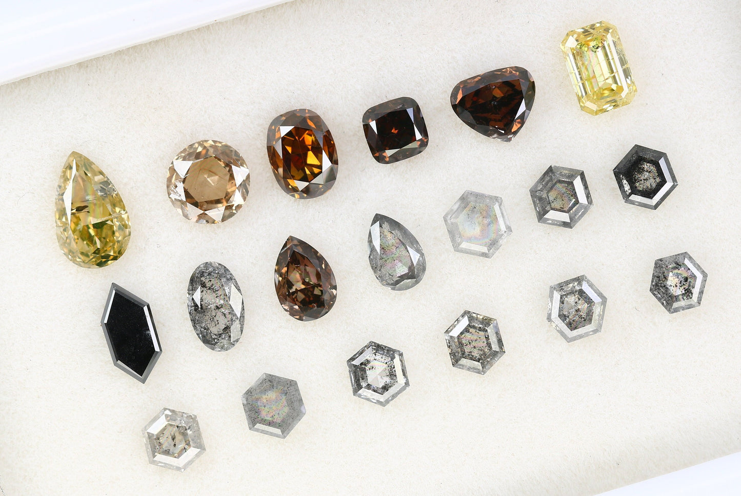Salt and Pepper Mixed Shape Diamonds | Fancy Color Loose Diamonds for Sale | Unique Gemstones for Jewelry and Gifts