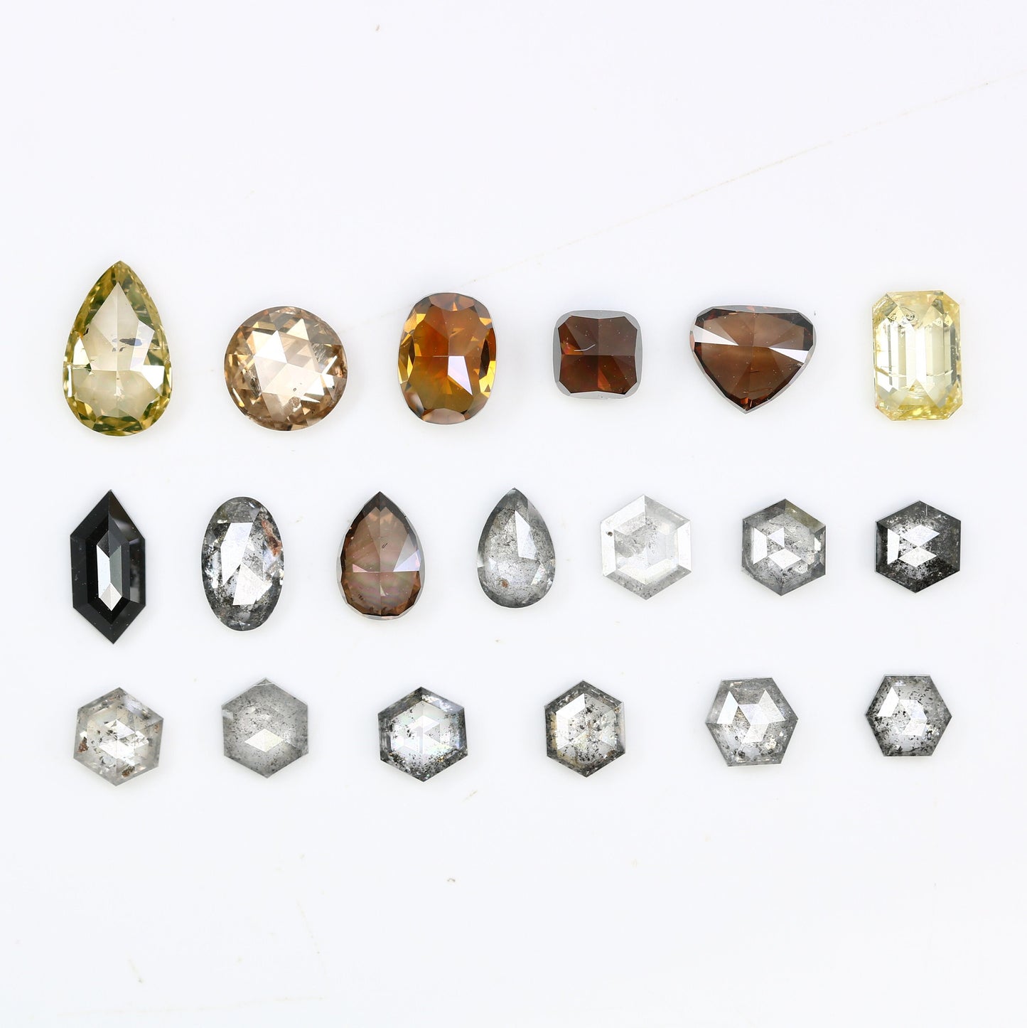 Salt and Pepper Mixed Shape Diamonds | Fancy Color Loose Diamonds for Sale | Unique Gemstones for Jewelry and Gifts