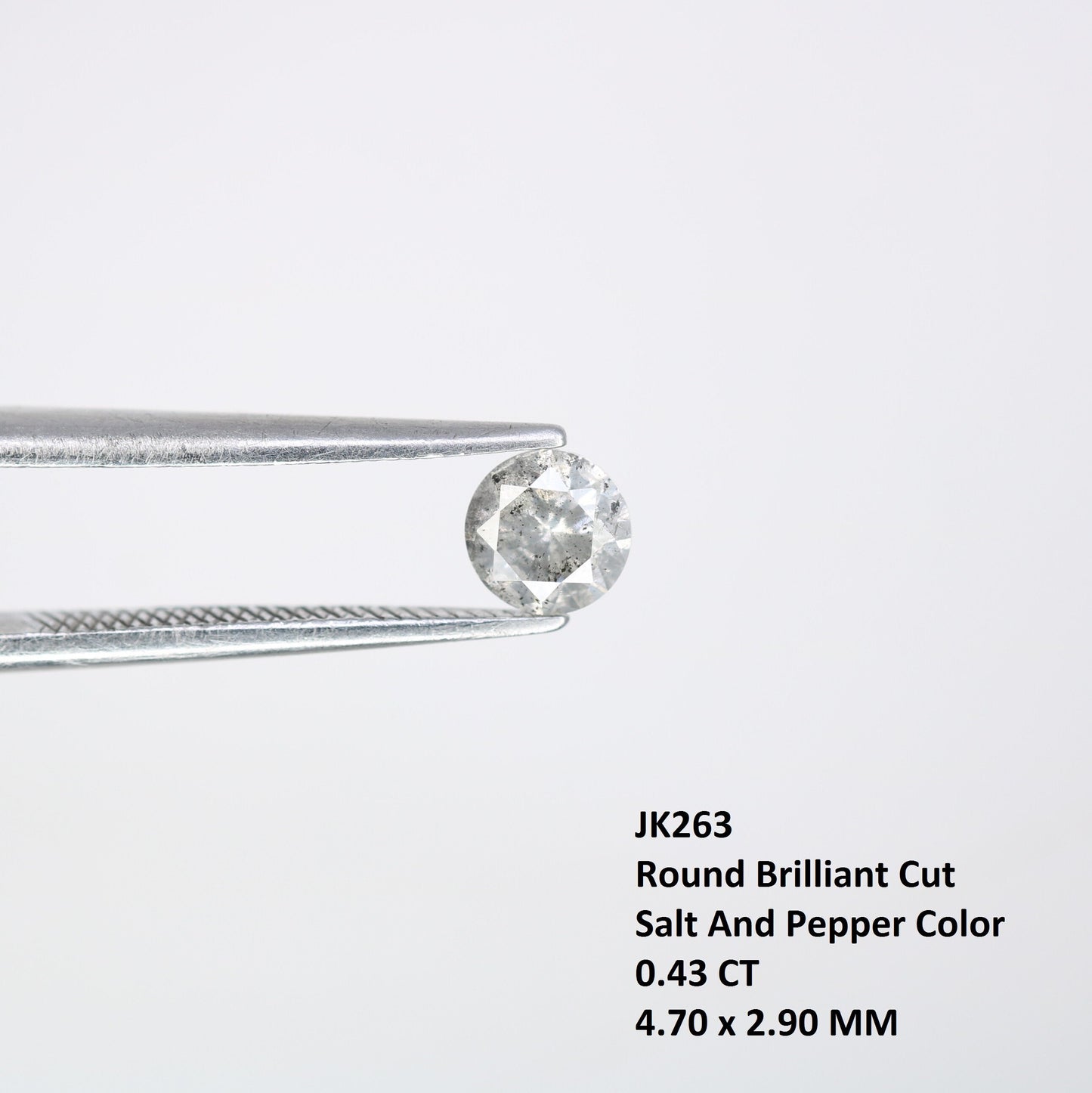 0.43 CT Loose Round Brilliant Cut Salt and Pepper Diamond | Ideal for Engagement Rings and Custom Gold Jewelry