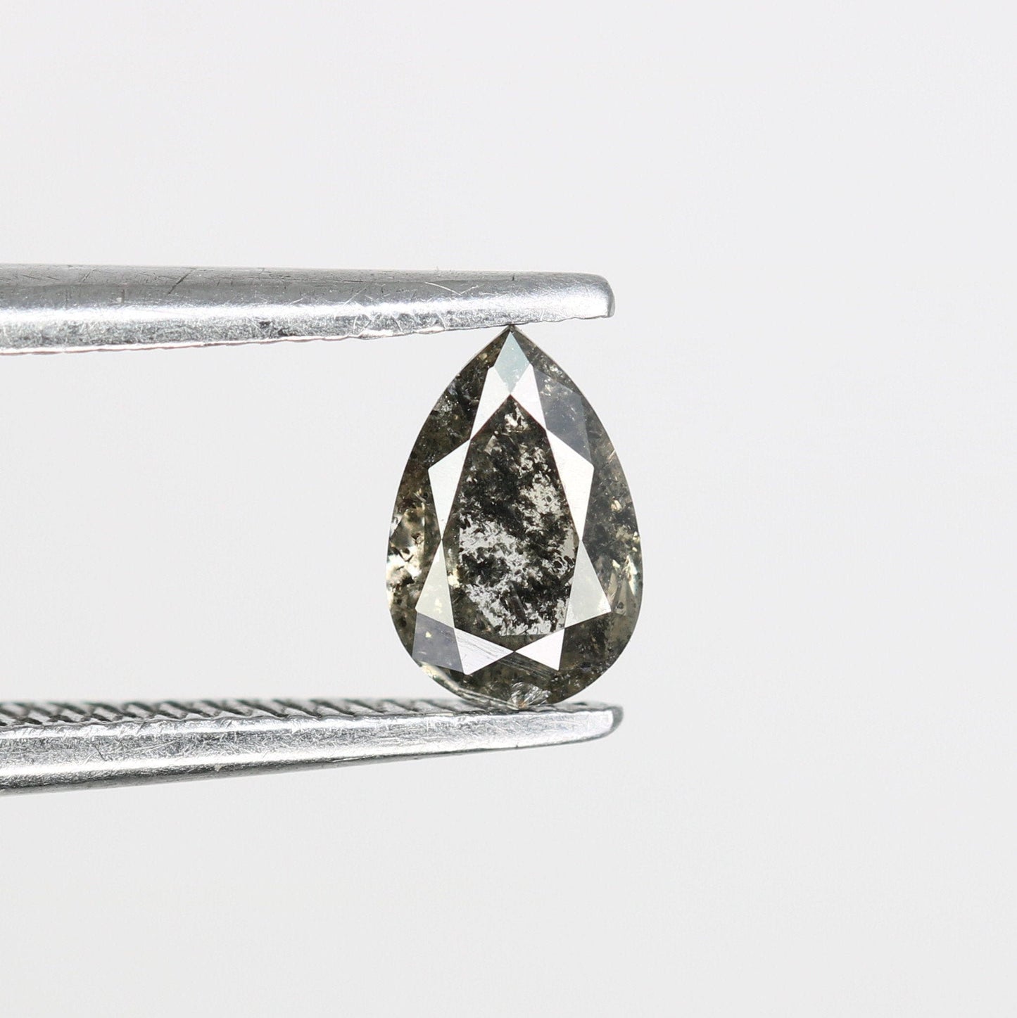 6 mm Pear Shape Salt and Pepper Diamond | Unique Engagement Ring | Natural Gold Ring | Rustic Diamond Jewelry