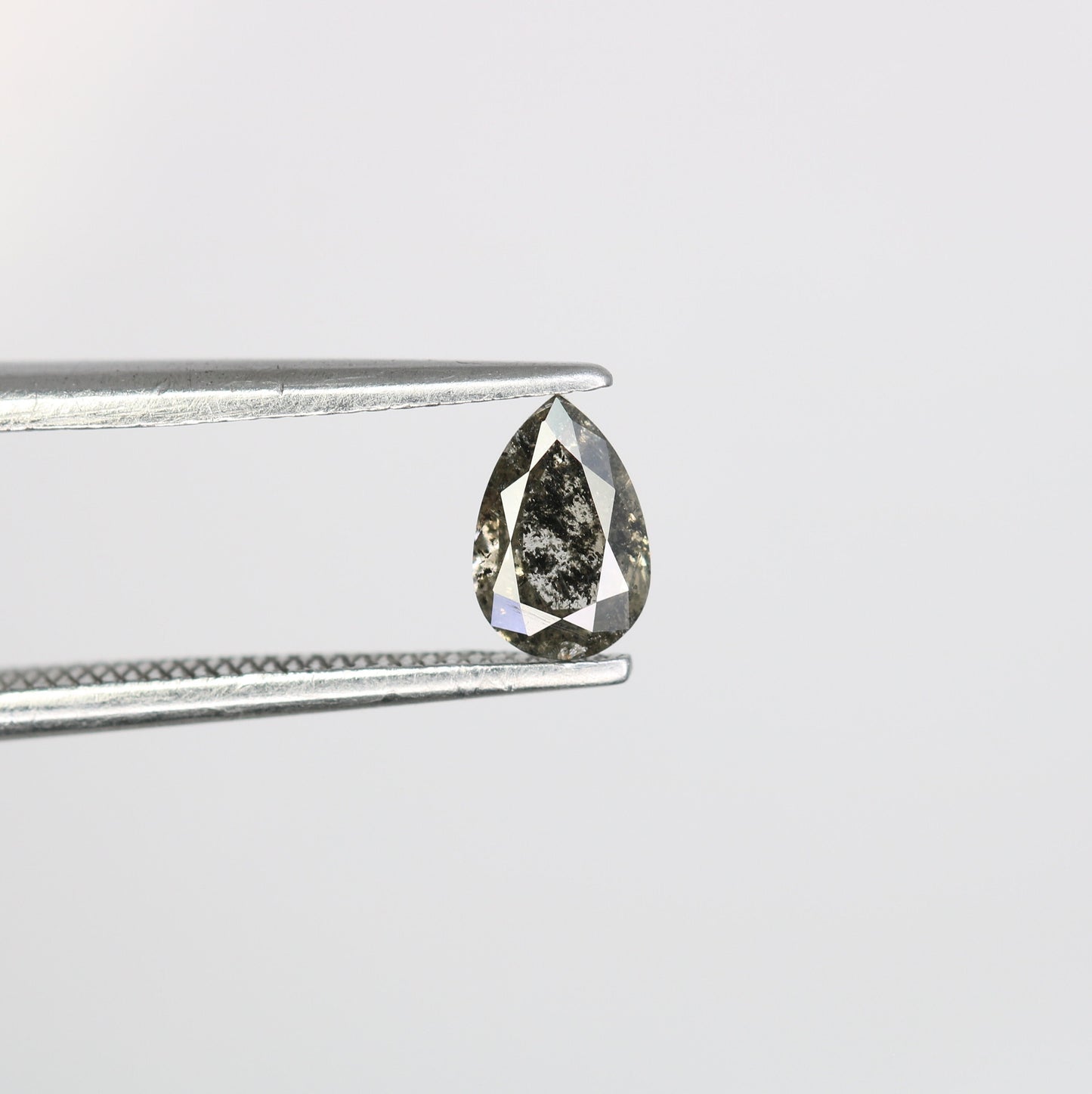 6 mm Pear Shape Salt and Pepper Diamond | Unique Engagement Ring | Natural Gold Ring | Rustic Diamond Jewelry