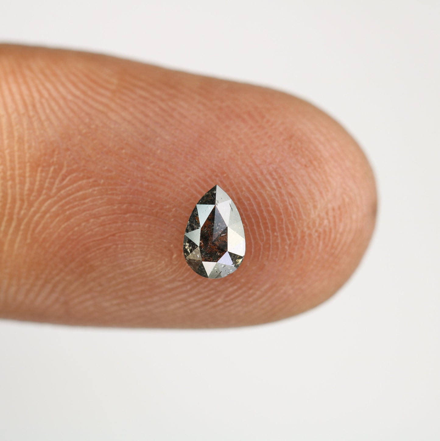 6 mm Pear Shape Salt and Pepper Diamond | Unique Engagement Ring | Natural Gold Ring | Rustic Diamond Jewelry