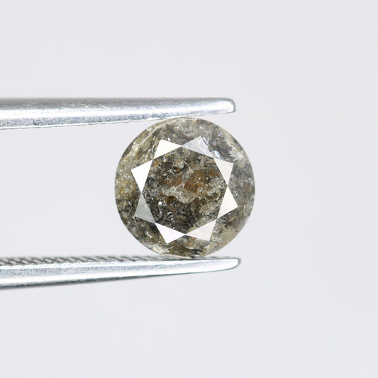 0.95 CT Loose Round Brilliant Cut Salt and Pepper Galaxy Diamond | Perfect for Proposal Rings and Custom Gold Jewelry