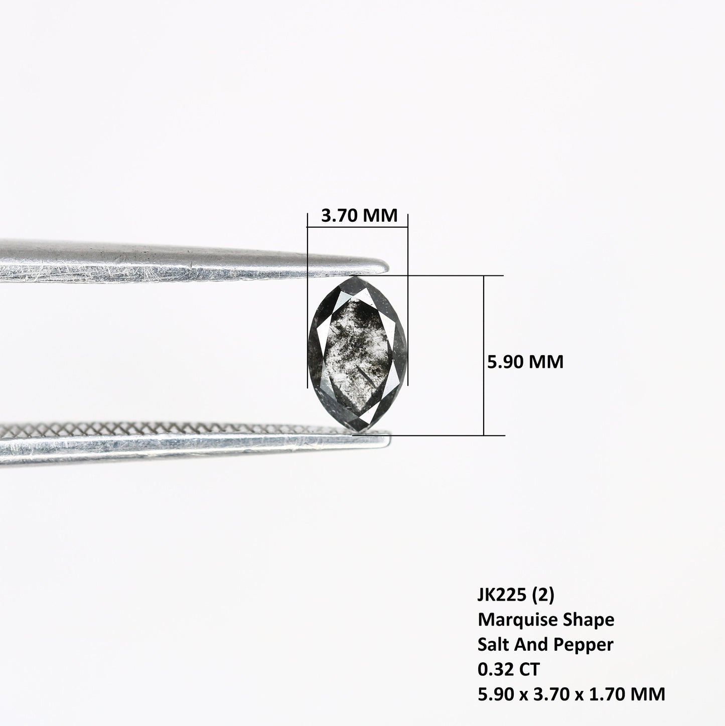 0.32 CT Marquise Shape Salt And Pepper Diamond | Natural Loose Black/Grey Diamonds For Weeding & Earring | For pendant | For Bracelet
