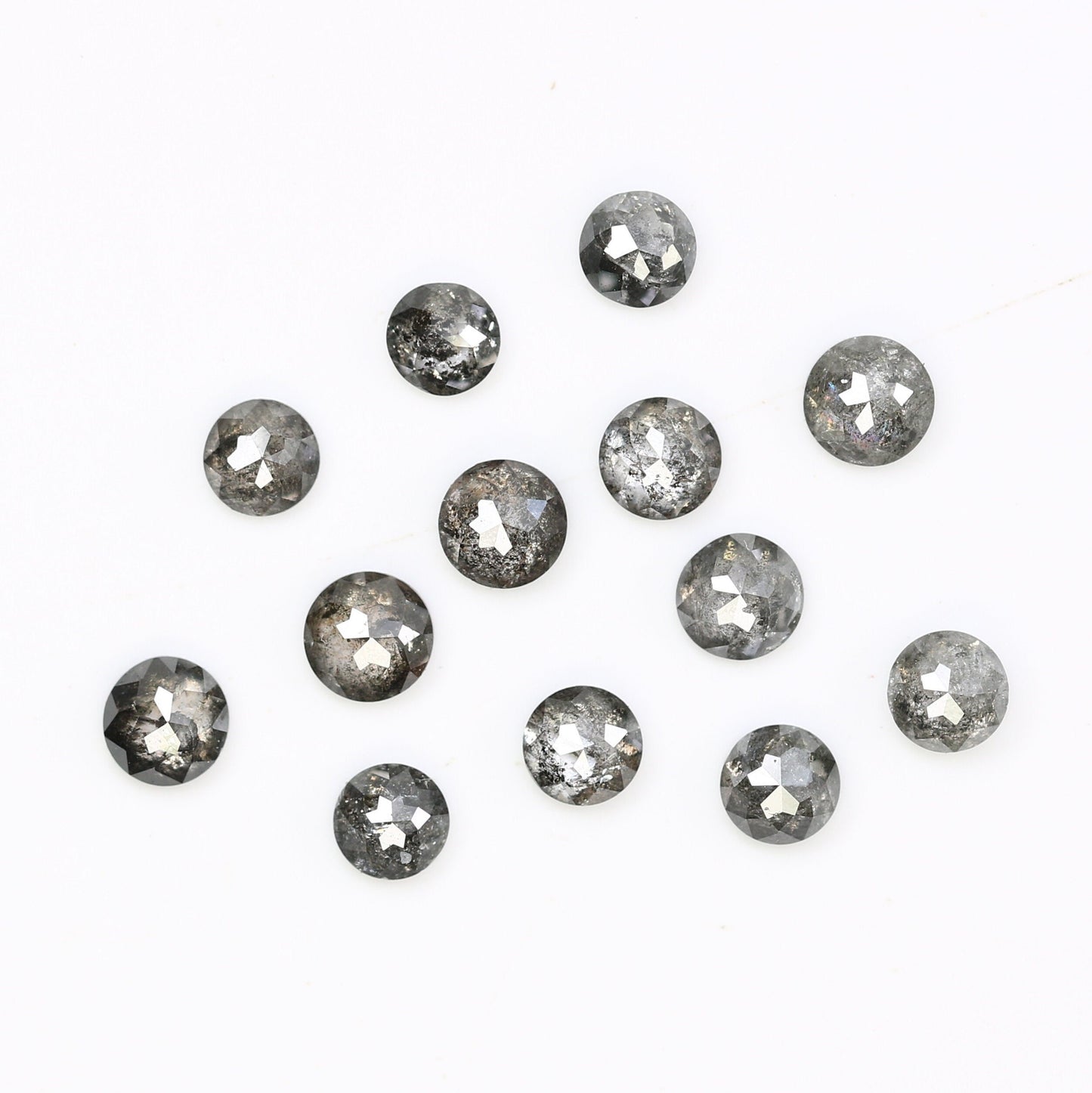 3.0 MM | Salt And Pepper Diamond | Round Rose Cut Diamond | Natural Loose Diamond For Earring Pair & Wedding Ring Necklace Gift For Wife