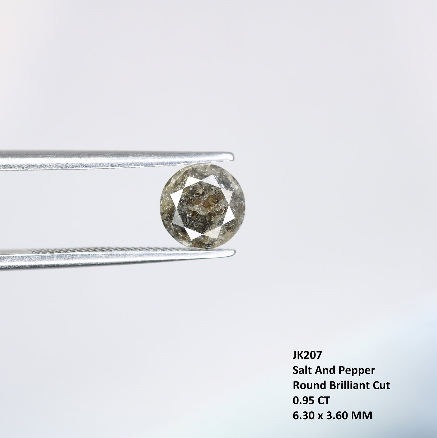 0.95 CT Loose Round Brilliant Cut Salt and Pepper Galaxy Diamond | Perfect for Proposal Rings and Custom Gold Jewelry