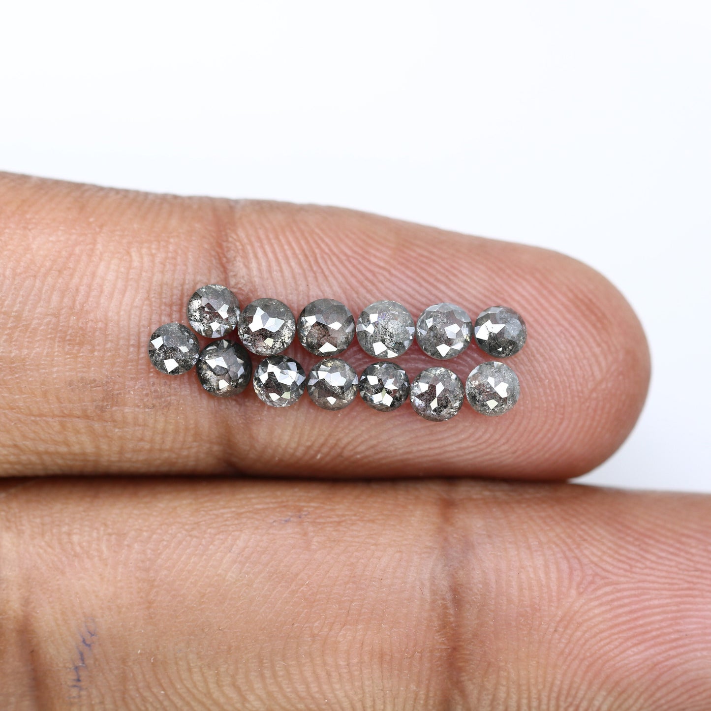 3.0 MM | Salt And Pepper Diamond | Round Rose Cut Diamond | Natural Loose Diamond For Earring Pair & Wedding Ring Necklace Gift For Wife