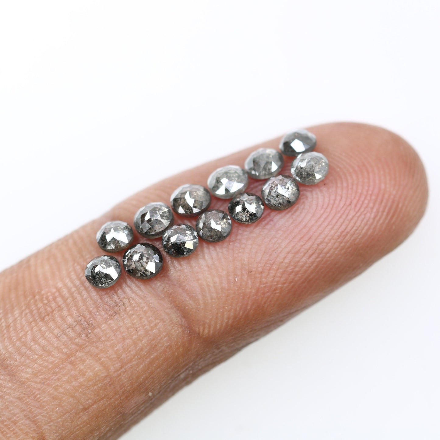 3.0 MM | Salt And Pepper Diamond | Round Rose Cut Diamond | Natural Loose Diamond For Earring Pair & Wedding Ring Necklace Gift For Wife
