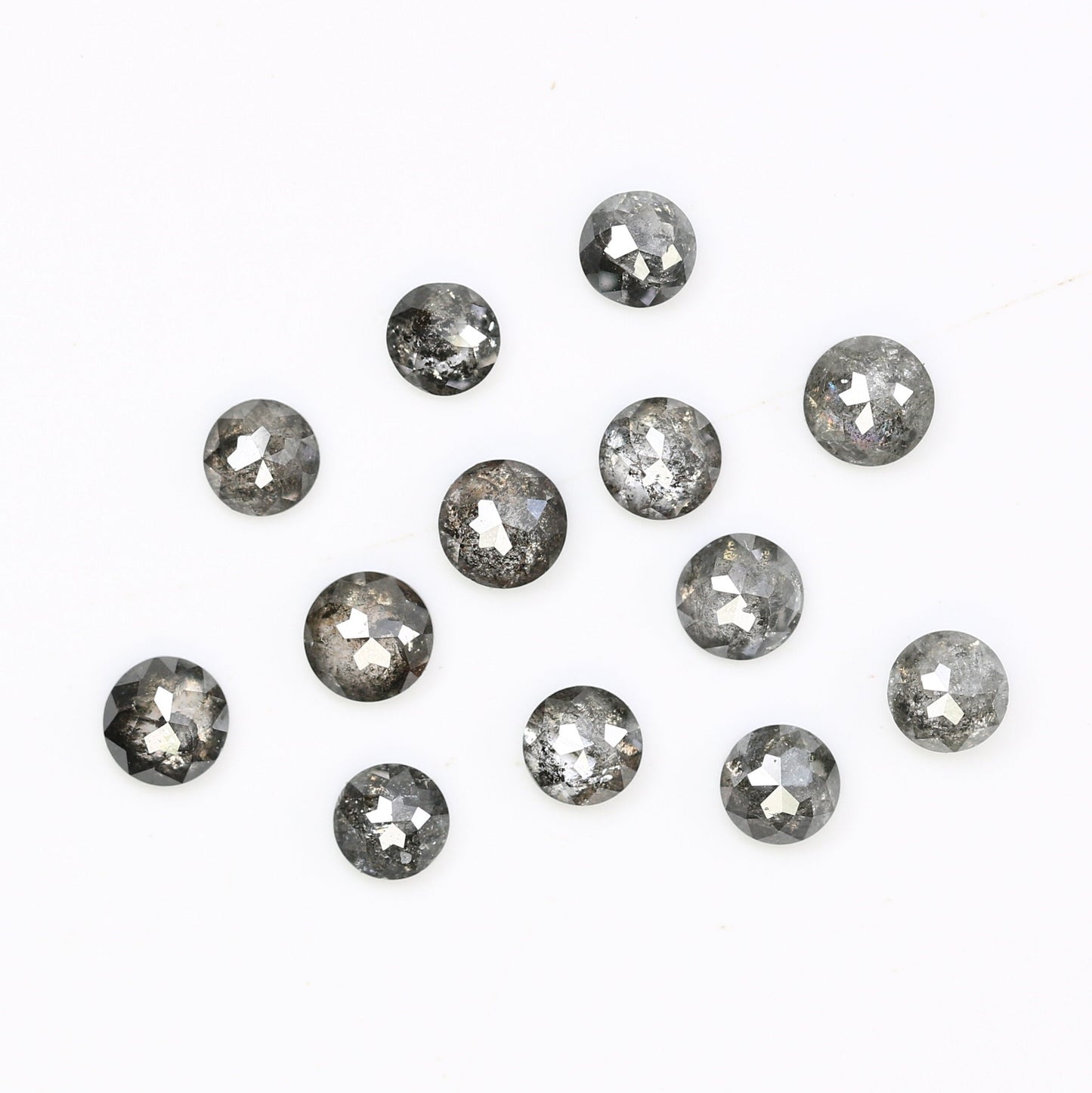 3.0 MM | Salt And Pepper Diamond | Round Rose Cut Diamond | Natural Loose Diamond For Earring Pair & Wedding Ring Necklace Gift For Wife