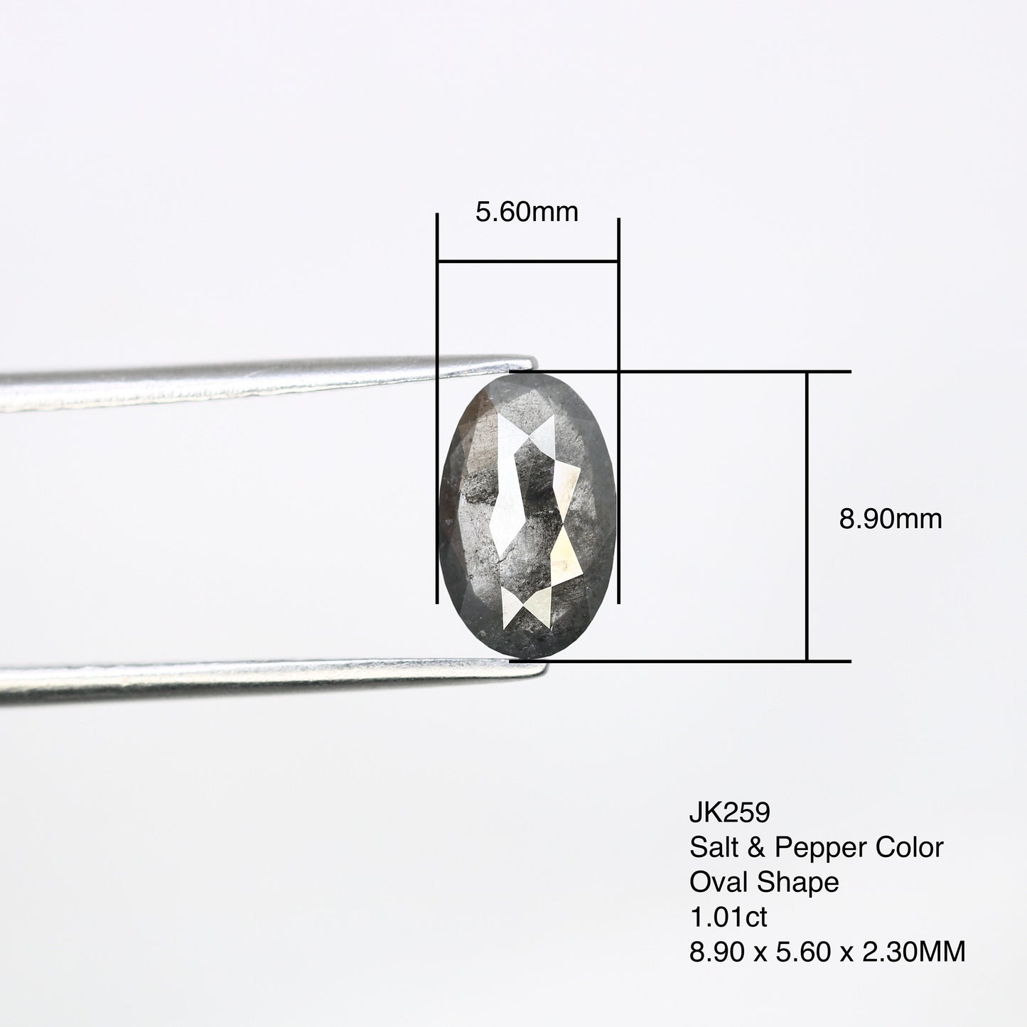 1.01 CT 8.90 mm Loose Oval Natural Salt and Pepper Diamond - Unique Promise Ring & Oval Galaxy Diamond on Sale for Custom Jewelry Designs