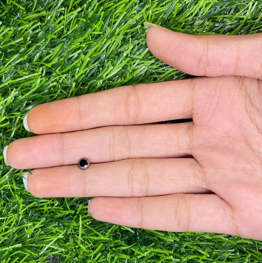 0.65 CT Round Brilliant Cut Fancy Black Diamond | 5.00 mm Antique Gemstone for Wedding Bands | Stunning Black Round Diamond
