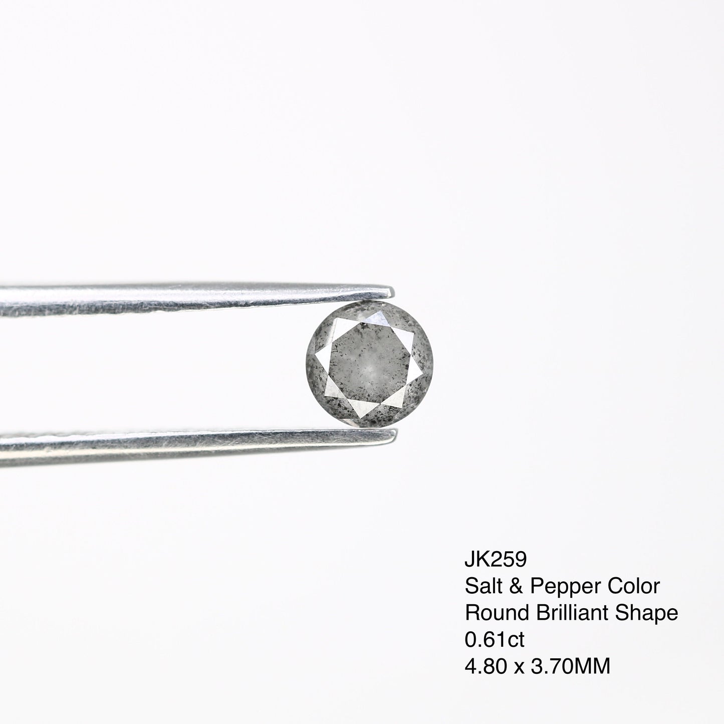 0.61 CT Round Brilliant Cut Salt and Pepper Diamond | Ideal for Engagement Rings and Custom Bands | Brilliant Cut Round Diamond