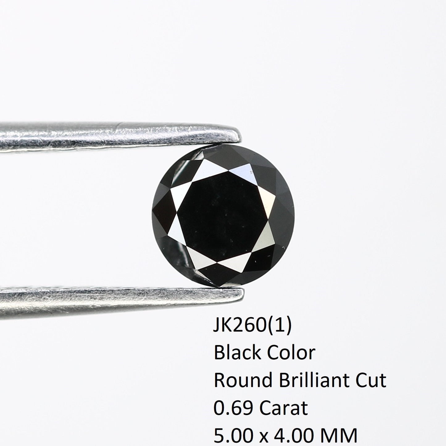 0.69 CT 5.00 mm Fancy Black Round Brilliant Cut Loose Diamond | Perfect for Engagement Rings | Stunning Diamond | Halloween Special Sale