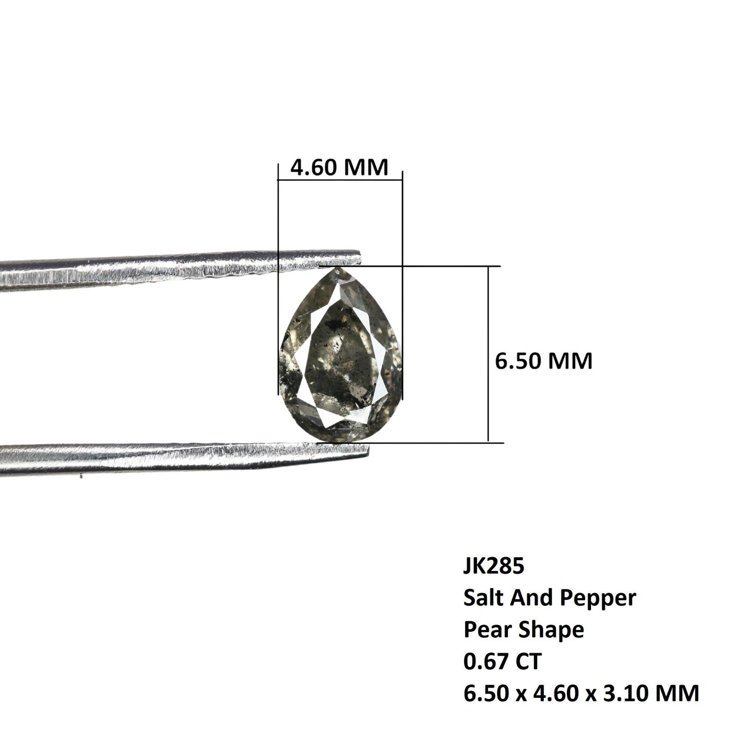 0.67 CT Loose Pear Shape Natural Salt And Pepper Diamond For Promise Ring | Pear Halo Set Ring | Pear Prongs Set Ring | Gift For Her