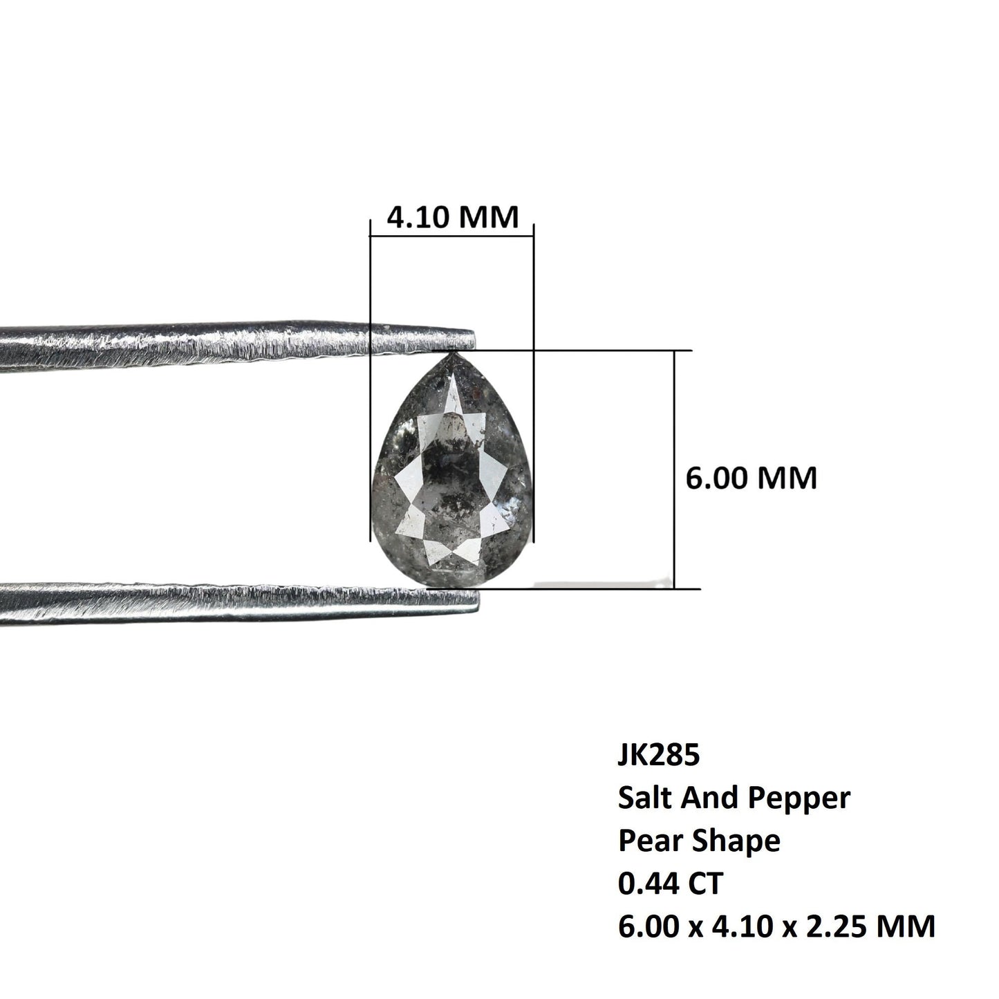 0.44 CT 6 MM Natural Salt And Pepper Loose Pear Shape Diamond For Wedding Ring | Customize Ring | Gift For Him | Gift For HerFor Gold Ring