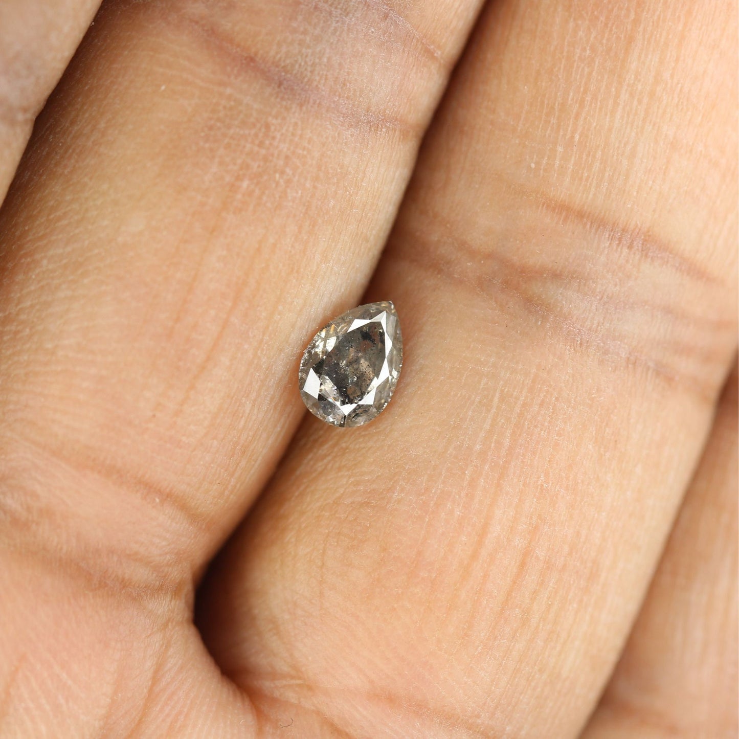 0.67 CT Loose Pear Shape Natural Salt And Pepper Diamond For Promise Ring | Pear Halo Set Ring | Pear Prongs Set Ring | Gift For Her