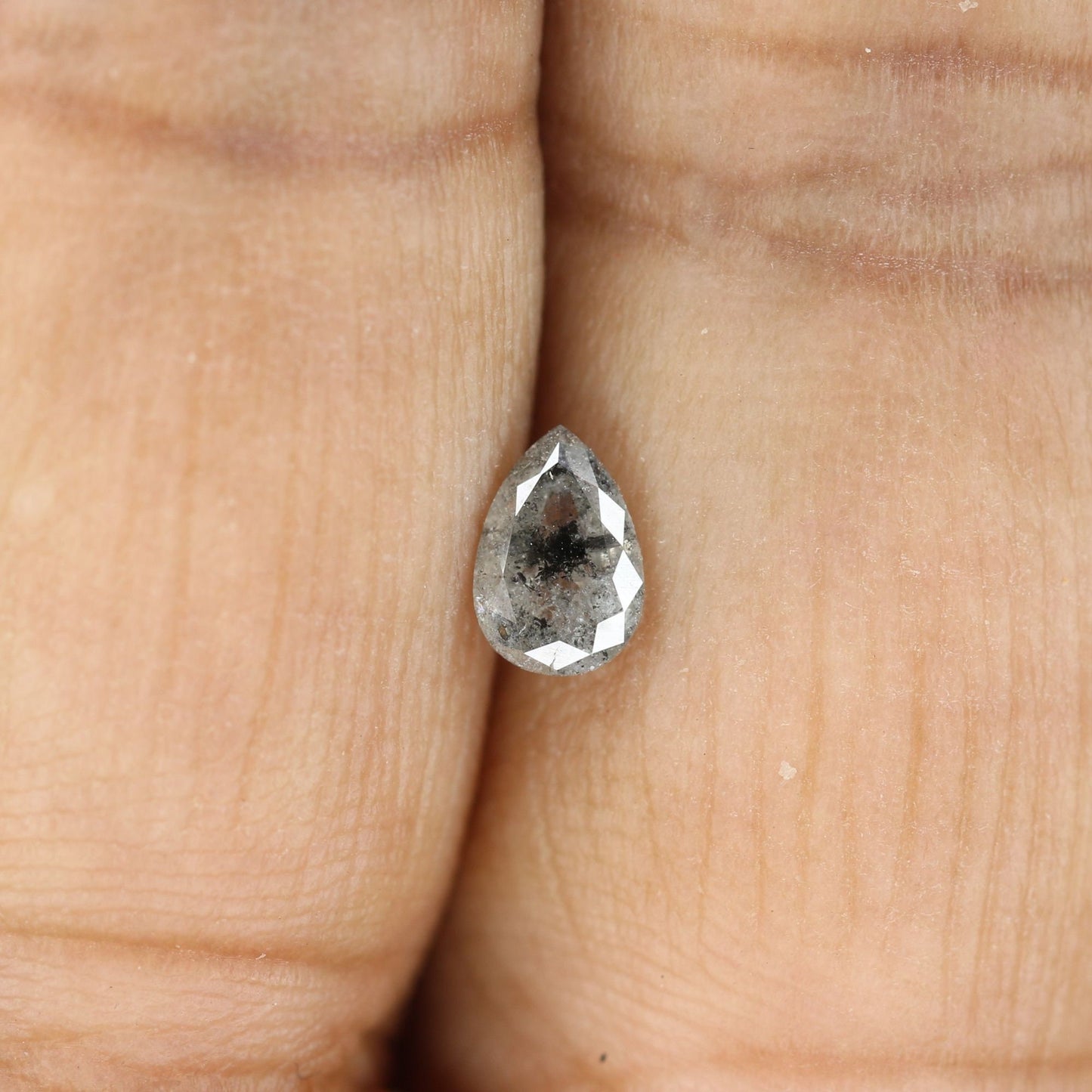 0.44 CT 6 MM Natural Salt And Pepper Loose Pear Shape Diamond For Wedding Ring | Customize Ring | Gift For Him | Gift For HerFor Gold Ring
