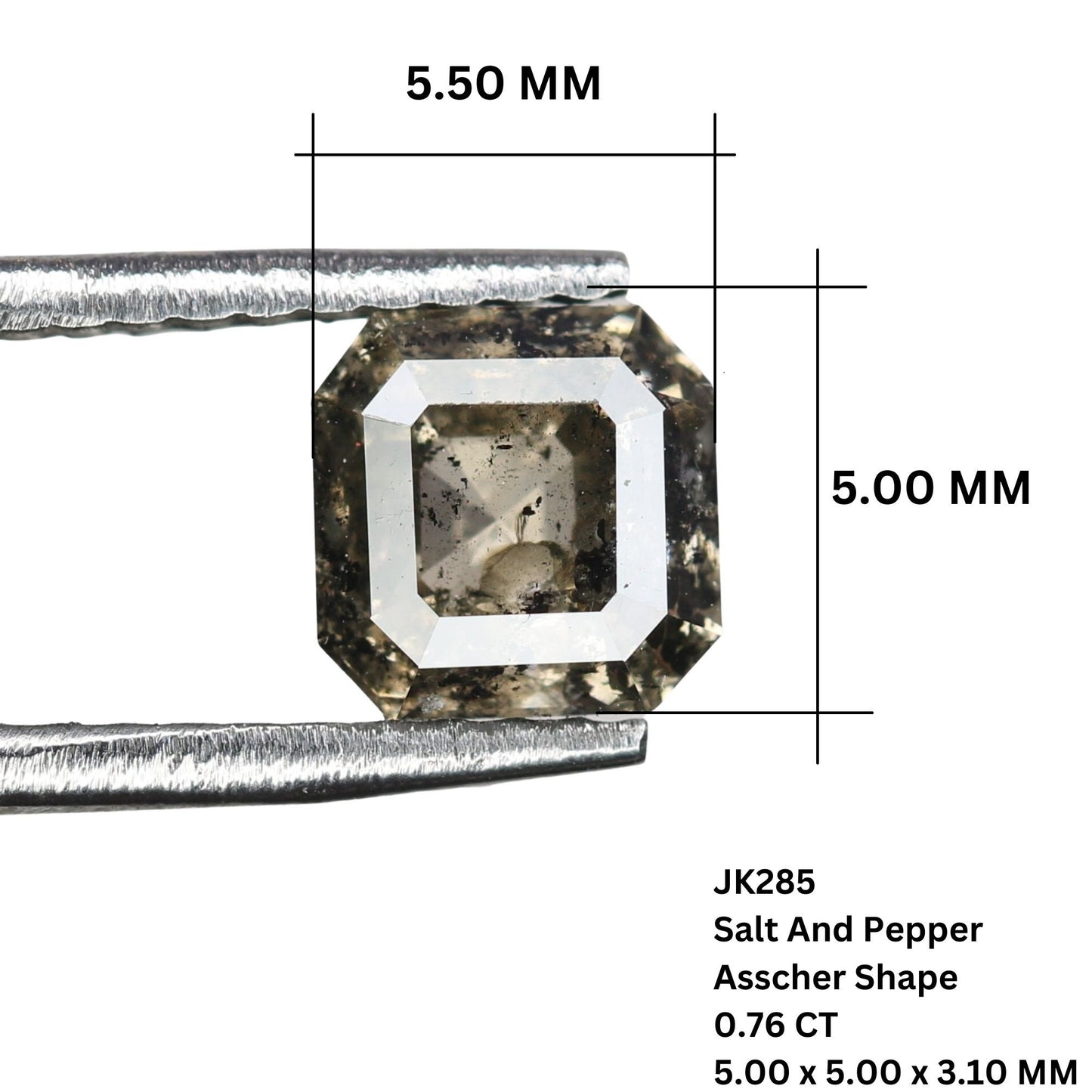 0.76 CT Lovely Asscher Shape Loose Salt And Pepper Diamond For Proposal Ring | Asscher Diamond Ring | Gift For Her | Wedding Gift Diamonds