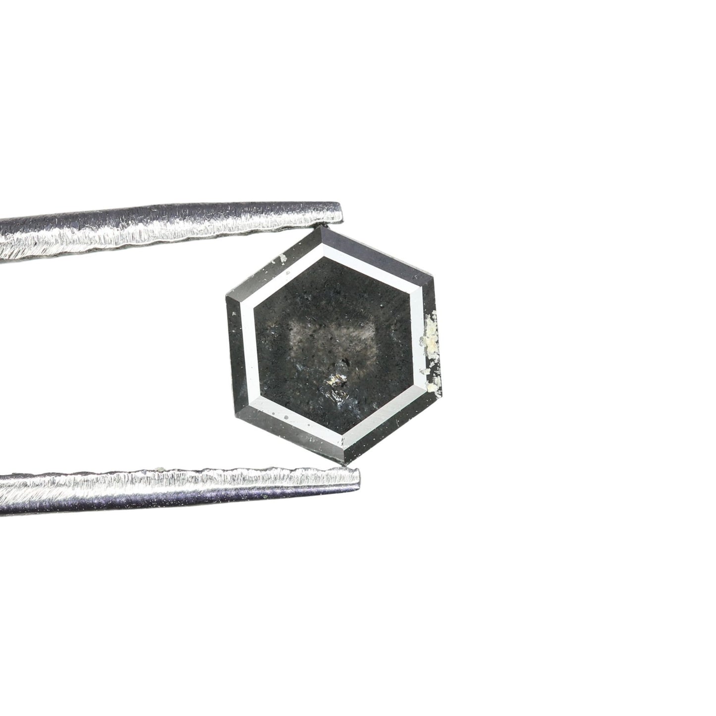 0.77 CT Hexagon Cut Salt and Pepper Diamond - Natural Hexagon Diamond - Salt and Pepper Ring - Gift for Wifey - Gift for mother - jewelry