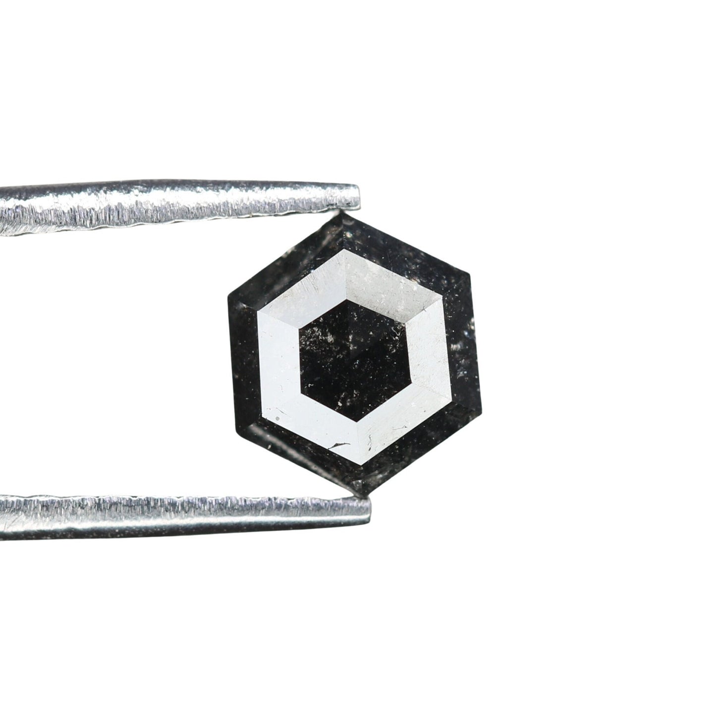 0.88 CT Hexagon Cut Salt and Pepper Diamond - Natural Hexagon Diamond - Salt and Pepper Ring - Gift for Wifey - Gift for mother - jewelry